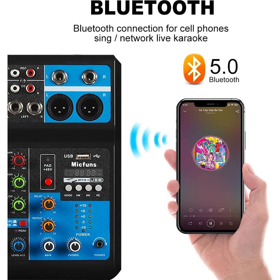 Mezclador de audio DJ M-5 5 canales con Bluetooth y USB