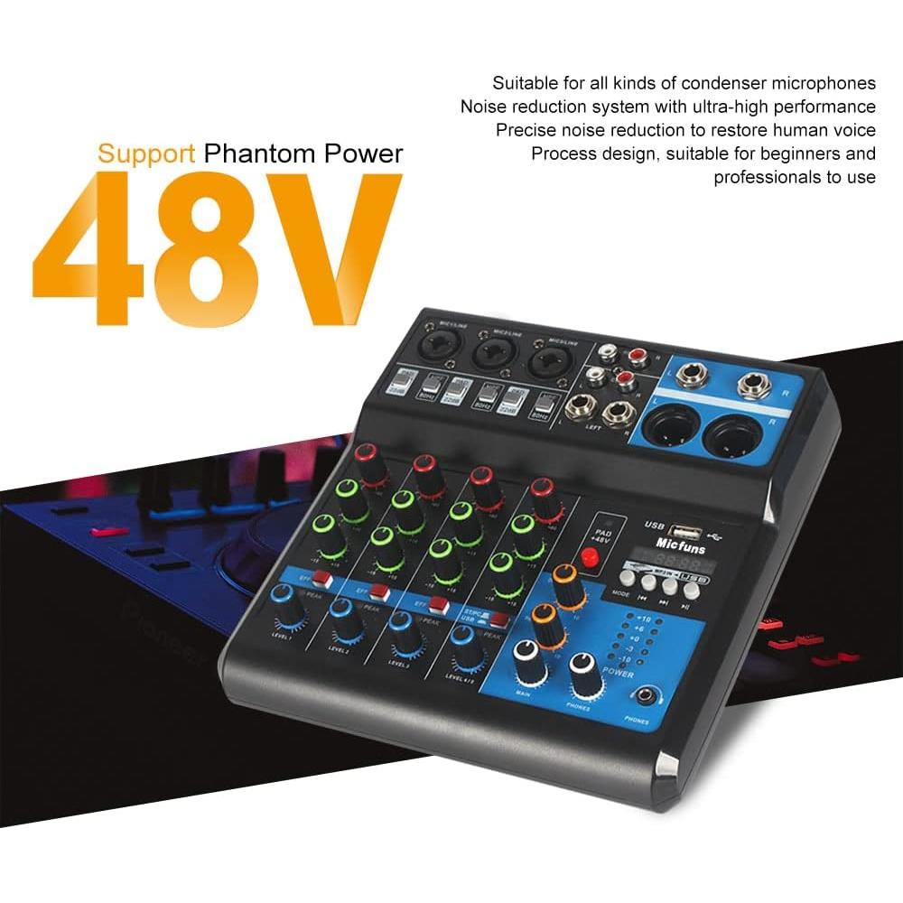 Mezclador de audio DJ M-5 5 canales con Bluetooth y USB