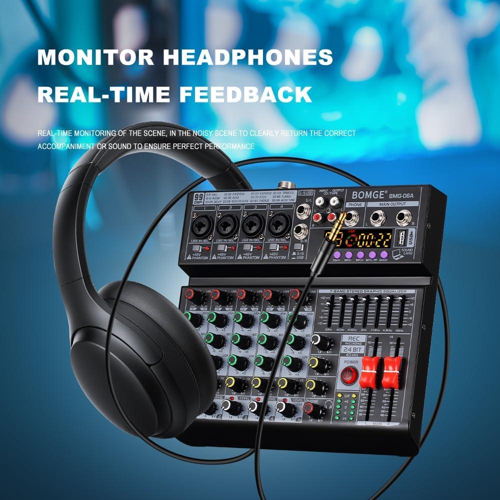 Mezclador de Audio BOMGE 06A Profesional 6 Canales Bluetooth