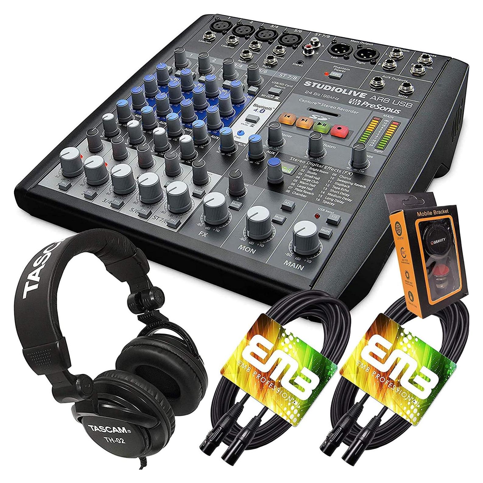 Mezclador y grabador PreSonus StudioLive AR8 USB + Auriculares Pro
