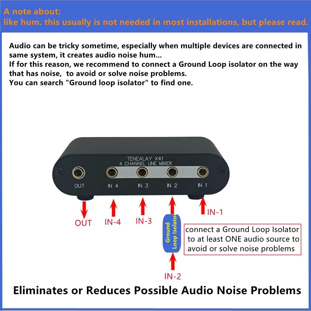 Mezclador Pasivo Estéreo 4 Canales X41 - Sin Alimentación