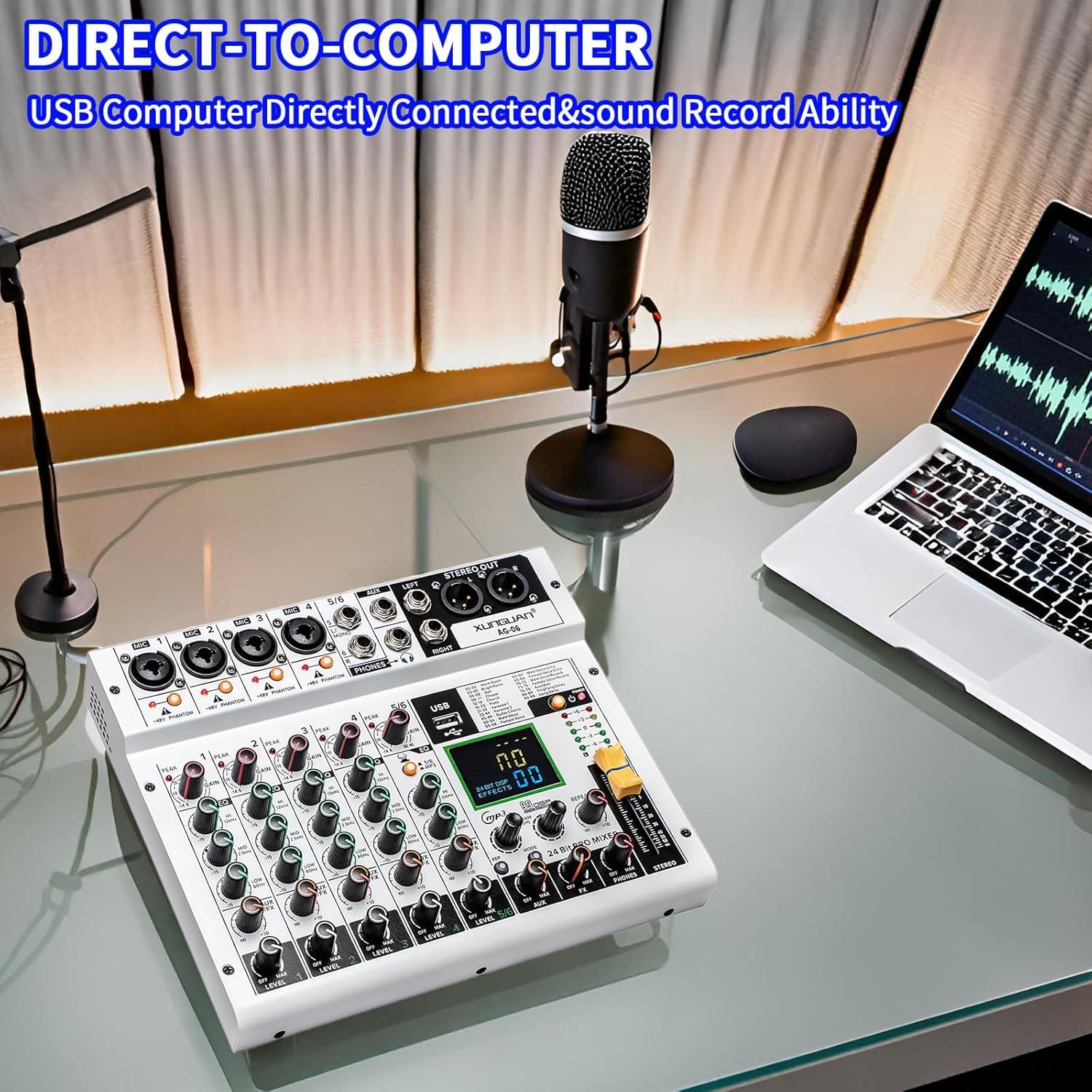 Mezclador de Audio Profesional XUNGUAN AG-06 6 Canales Bluetooth