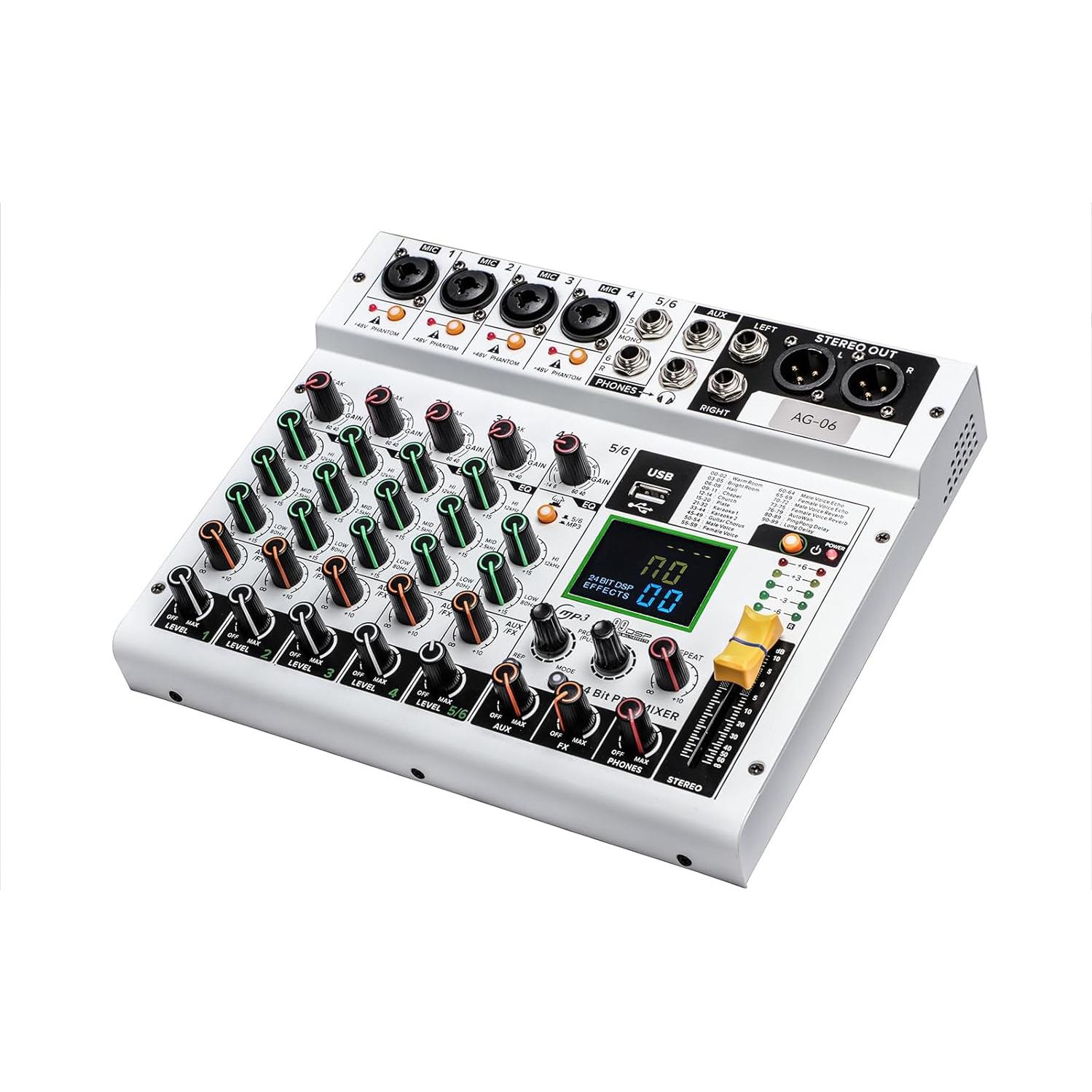 Mezclador de Audio Profesional XUNGUAN AG-06 6 Canales Bluetooth