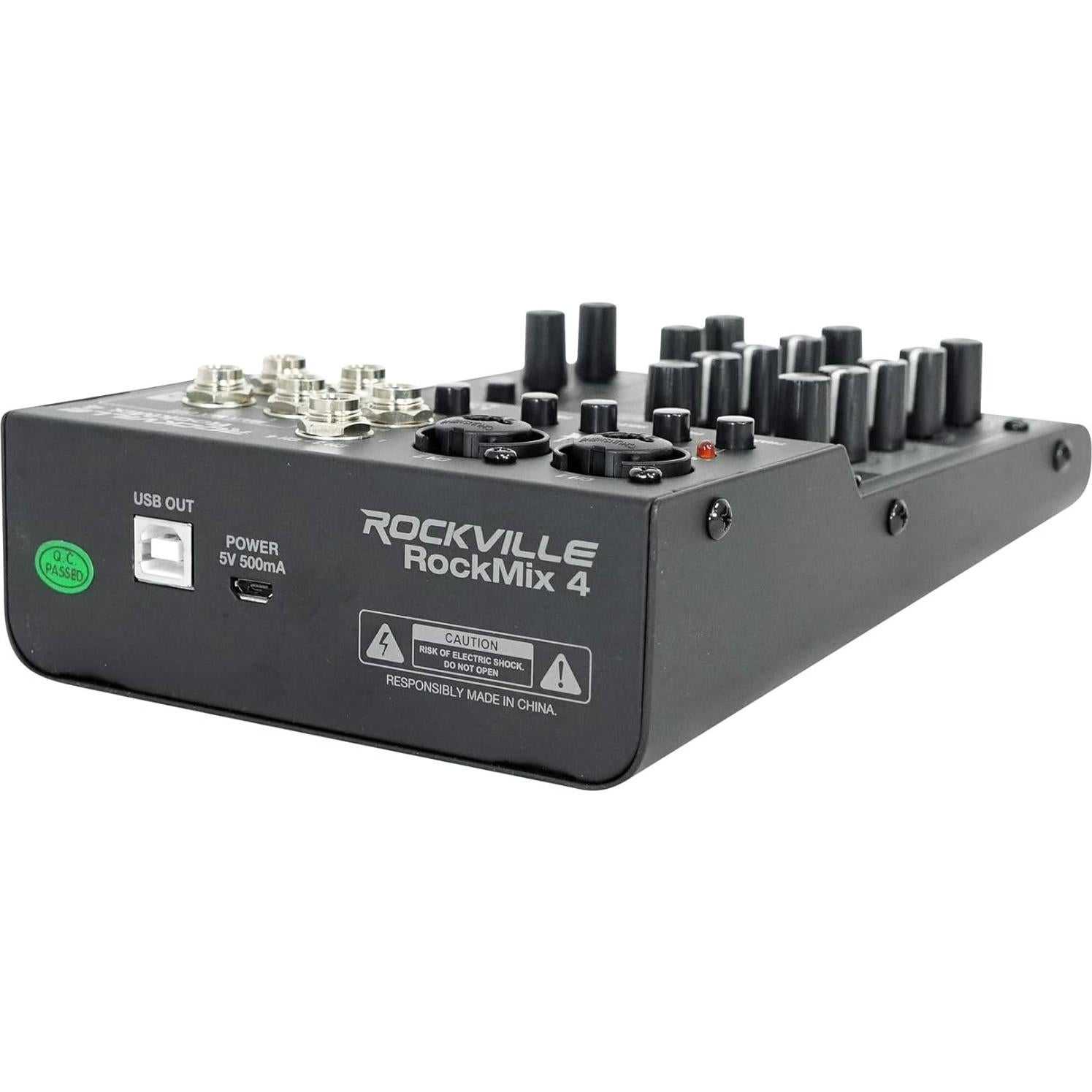 Mezclador Rockville RockMix 4 Canales USB Ecualizador 2 Bandas