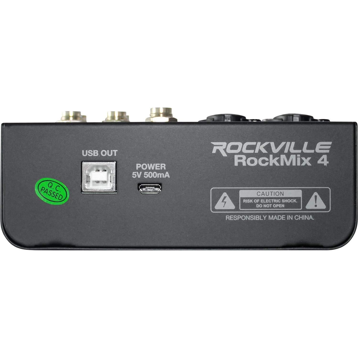Mezclador Rockville RockMix 4 Canales USB Ecualizador 2 Bandas