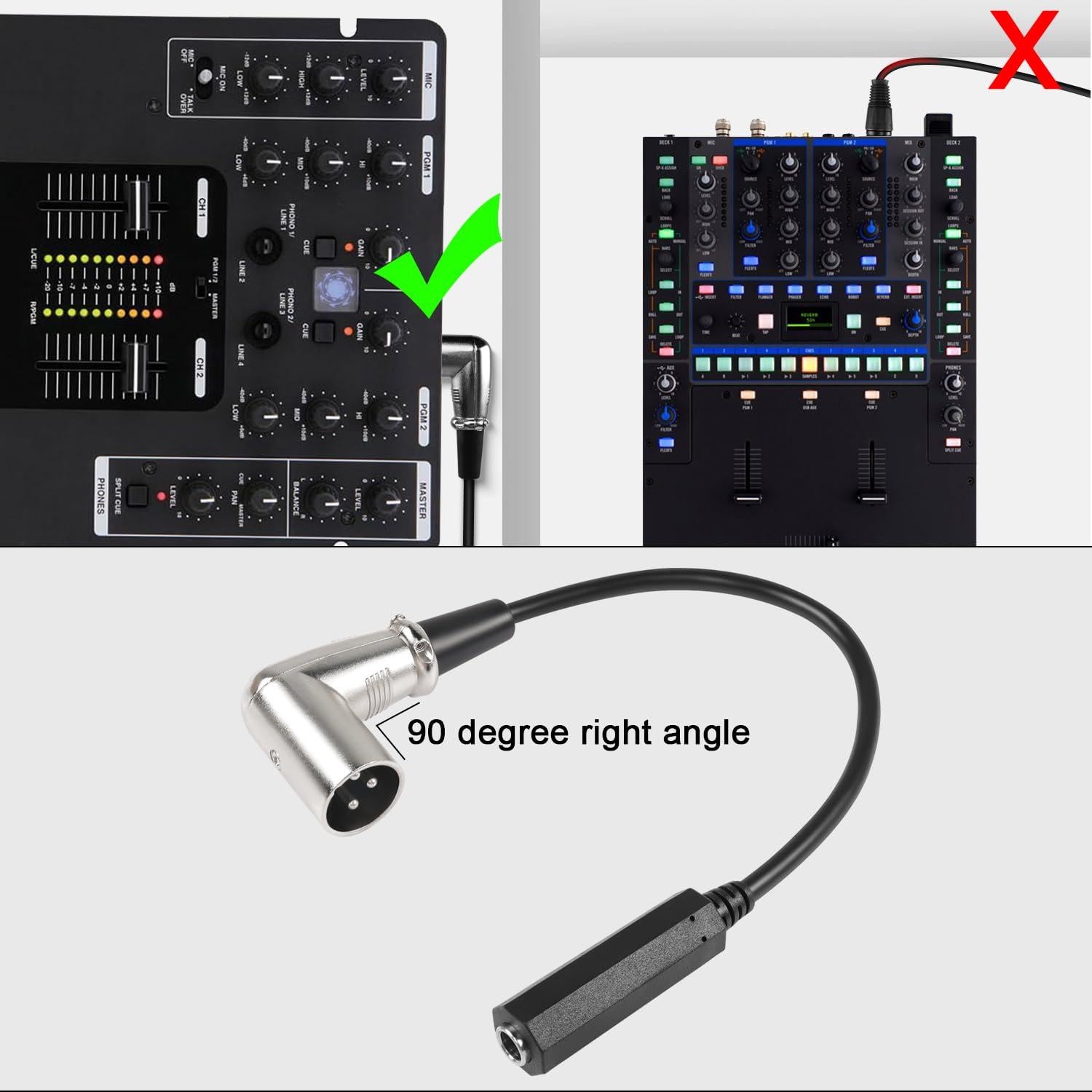 Cable Balanceado XLR Macho a TRS 6.35mm 90° QIANRENON 30cm