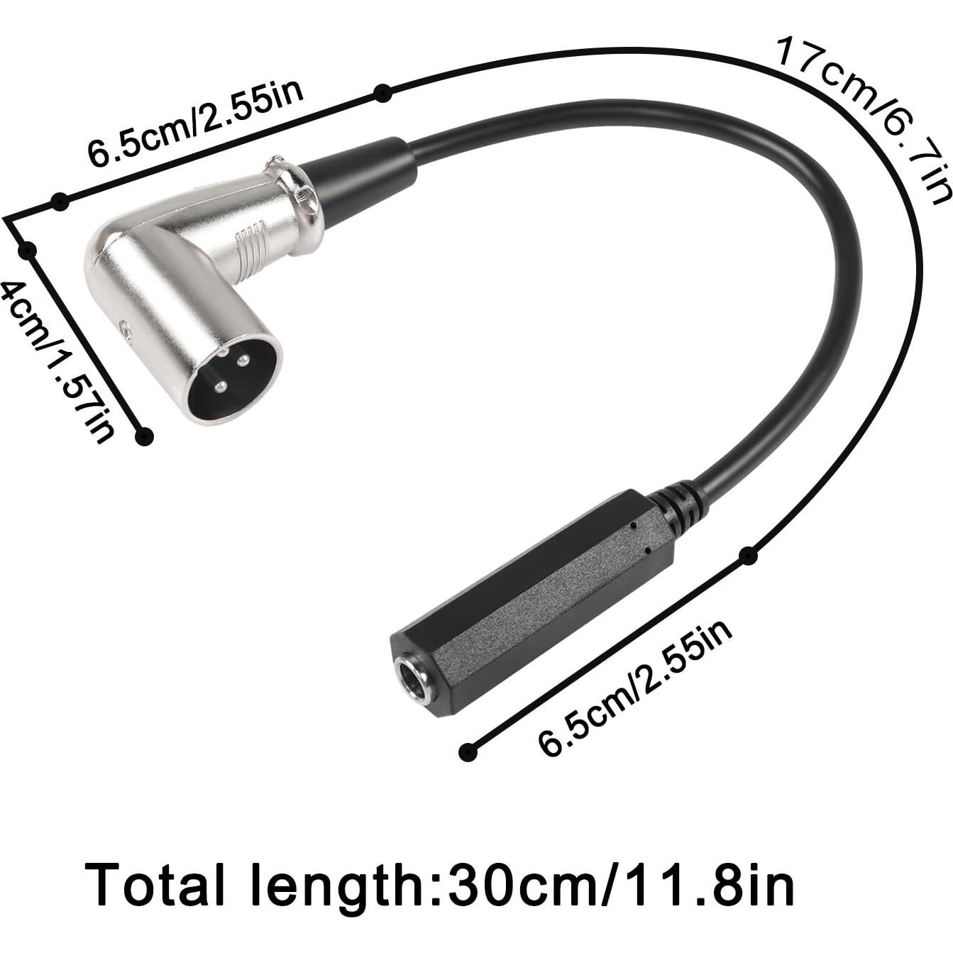 Cable Balanceado XLR Macho a TRS 6.35mm 90° QIANRENON 30cm