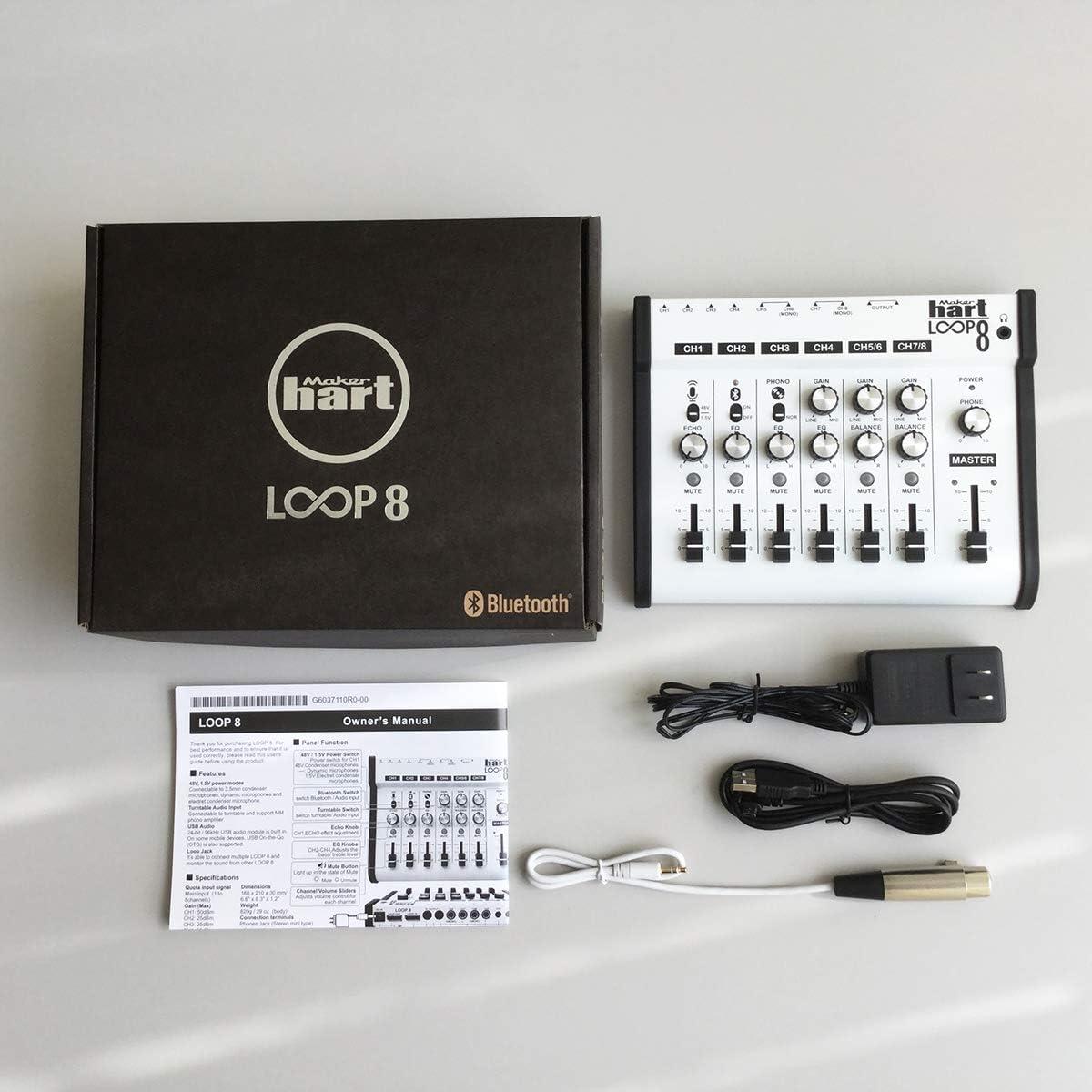 Mixer de Audio Loop 8 Hart con Bluetooth y 8 Canales