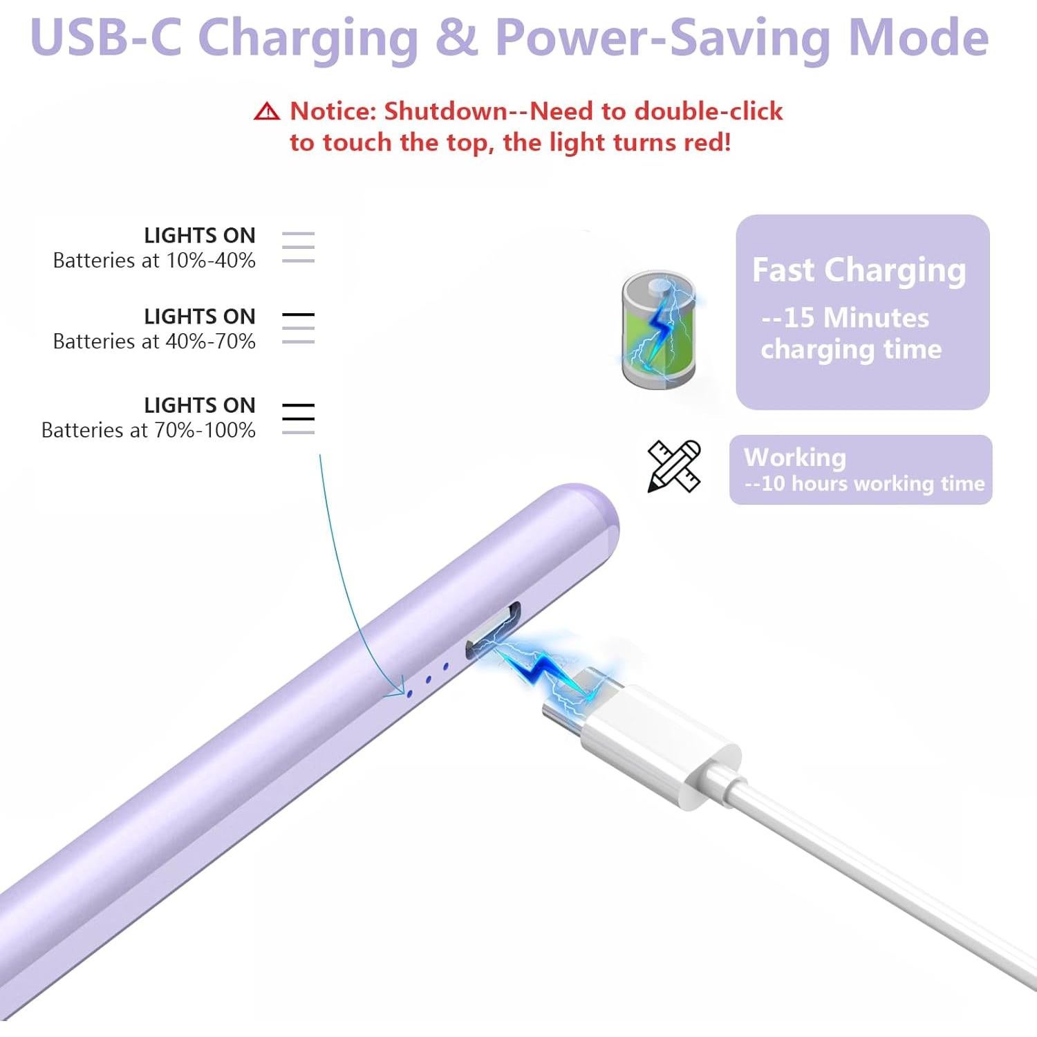 Lápiz Stylus besky para iPad 2018-2023, Carga Rápida