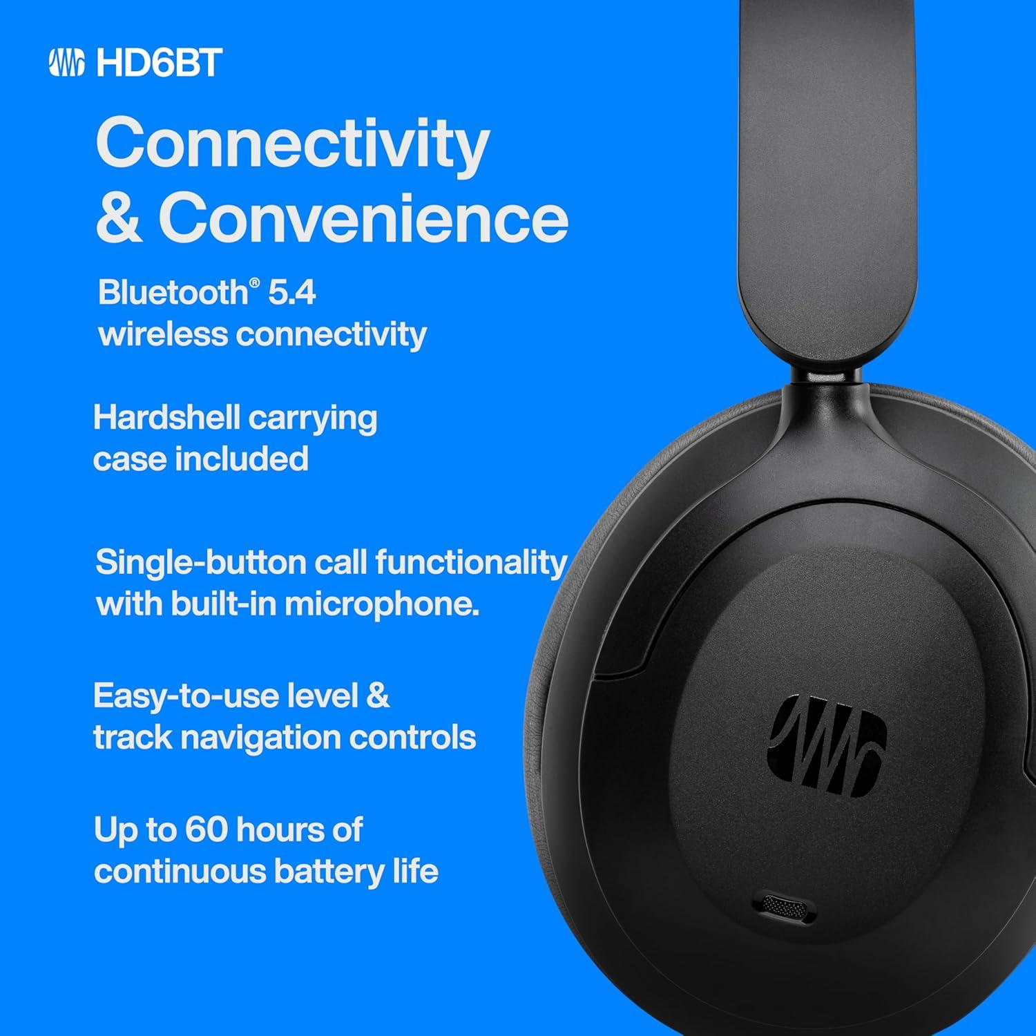 Auriculares Inalámbricos PreSonus Eris HD6BT con ANC, 60h Batería