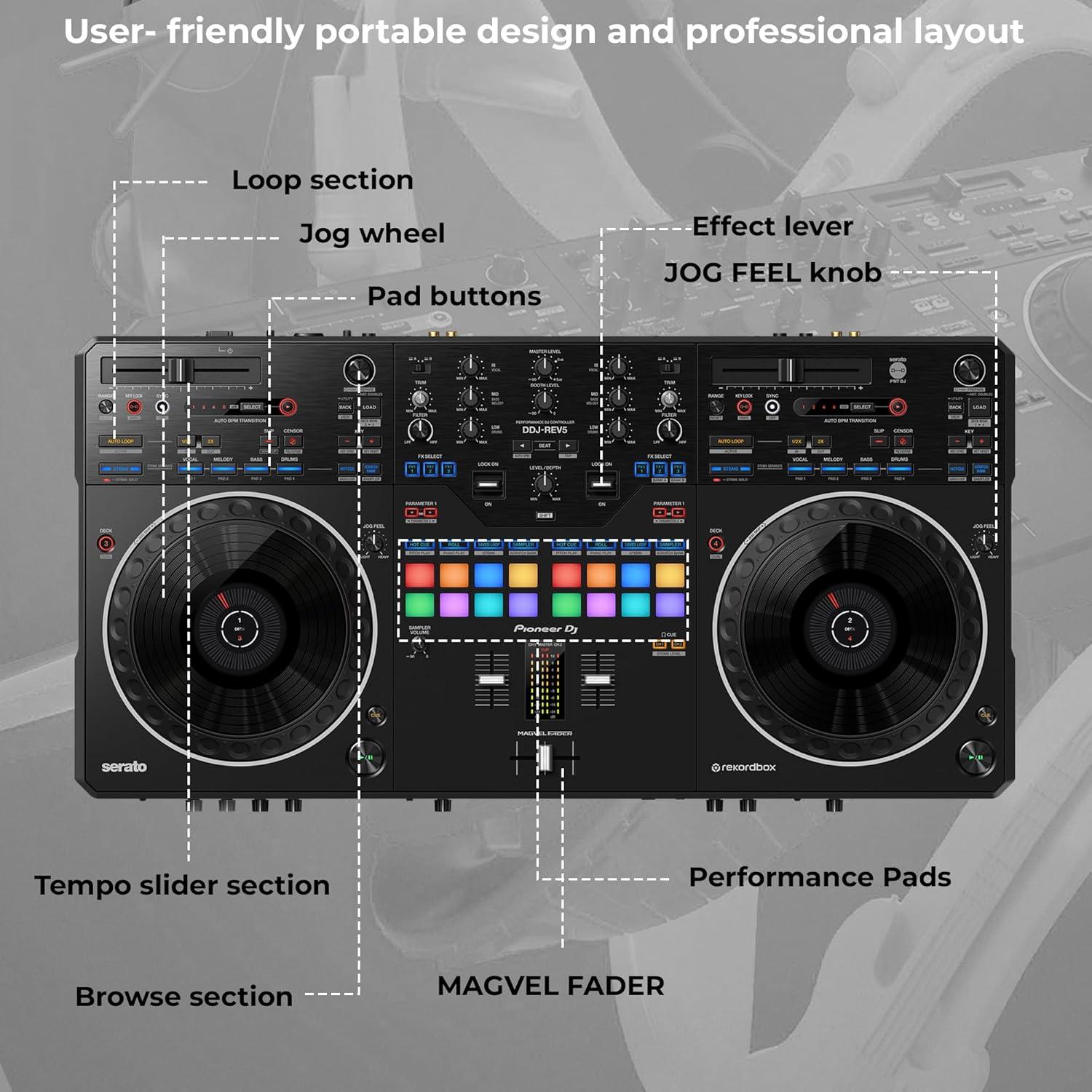 Controlador DJ Pioneer DDJ-REV5 4 Canales con Accesorios