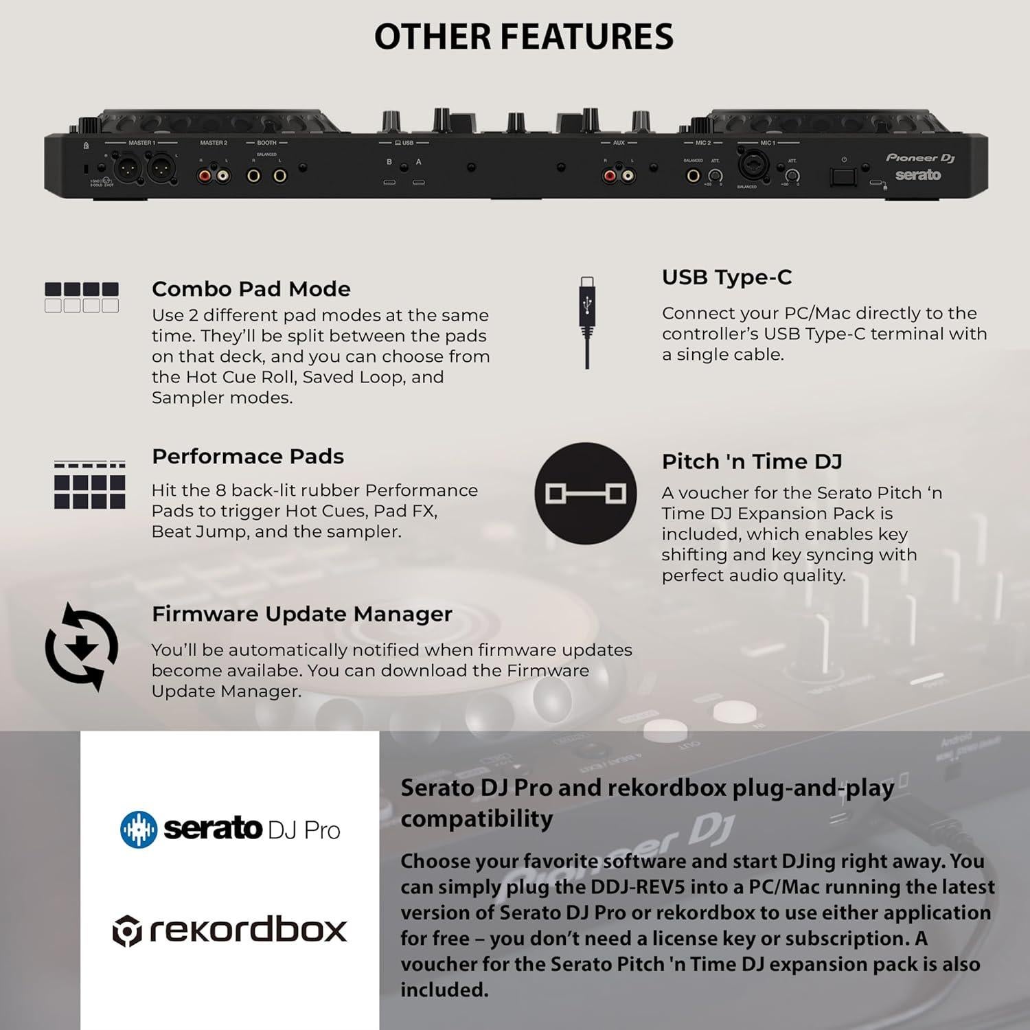 Controlador DJ Pioneer DDJ-REV5 4 Canales con Accesorios