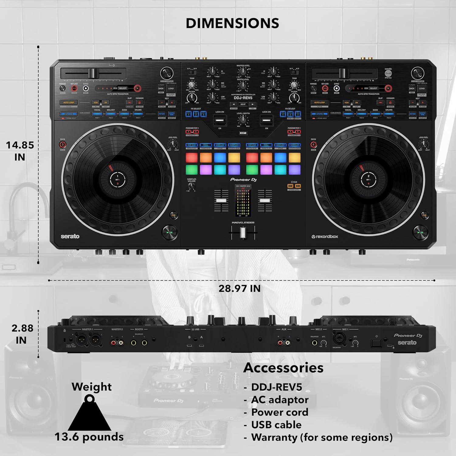 Controlador DJ Pioneer DDJ-REV5 4 Canales con Accesorios