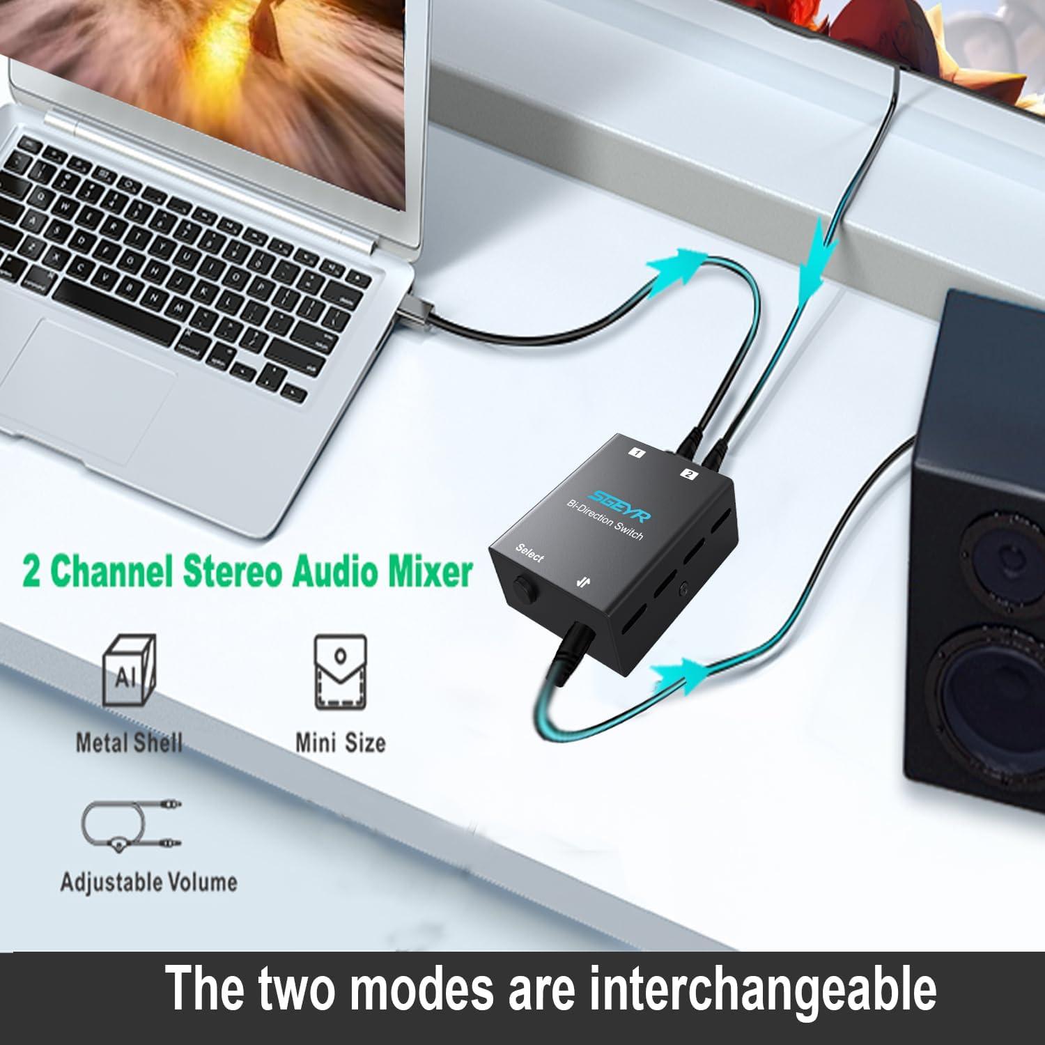 Conmutador de Audio SGEYR 3.5mm Bi-Direccional 2-en-1