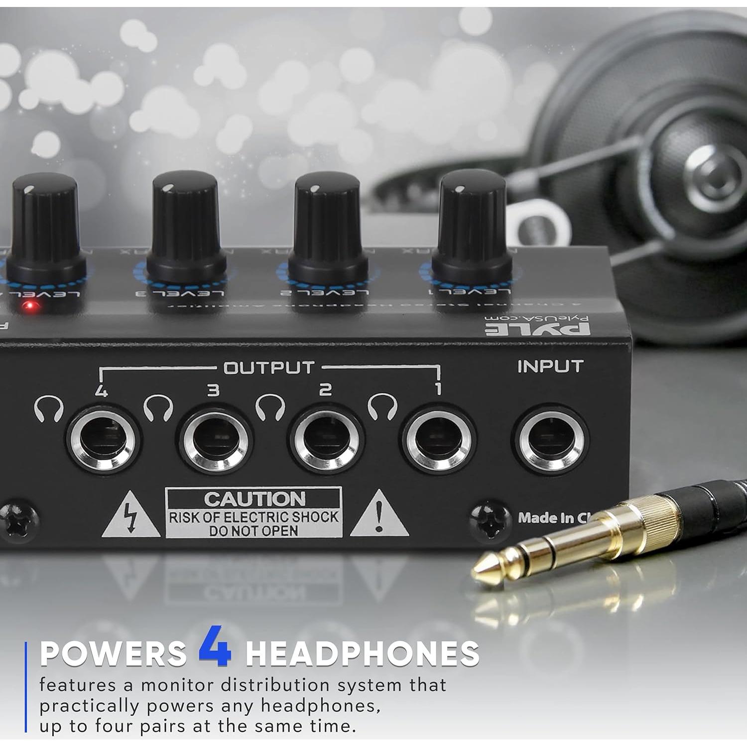 Amplificador de auriculares Pyle PHA40 4 canales TRS 1/4"