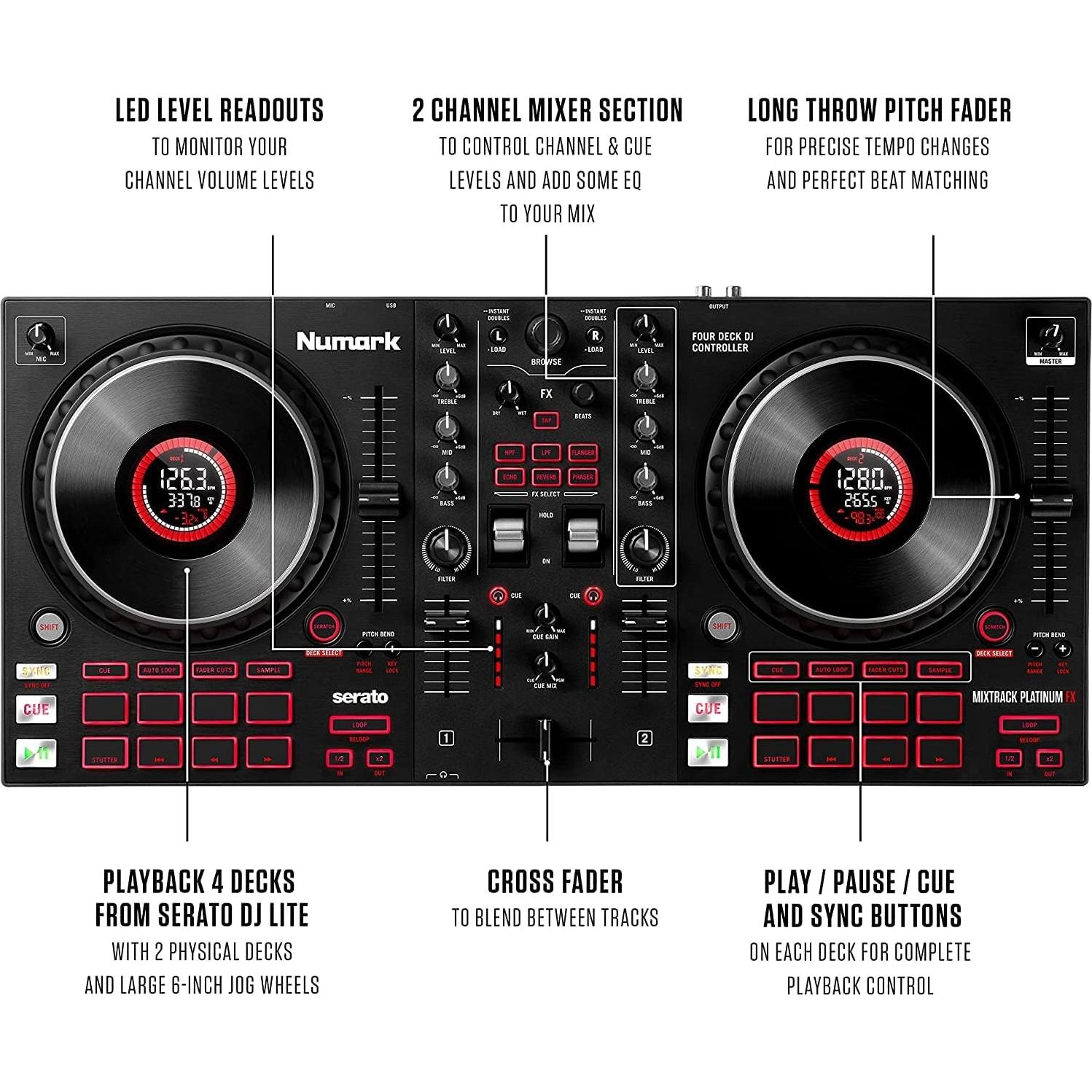 Controlador DJ Numark Mixtrack Platinum FX con Auriculares HF175