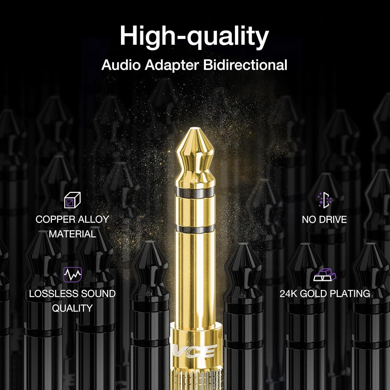 Adaptador de Jack Estéreo VCE 6.35mm a 3.5mm - Paquete de 2