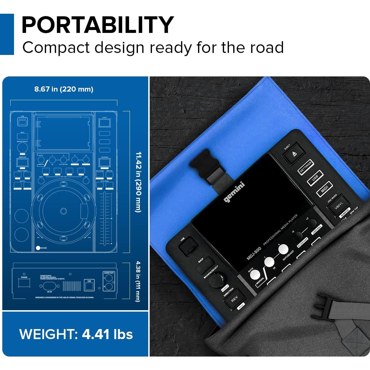 Reproductor de Medios DJ Gemini Sound MDJ-500 - Compacto y Versátil