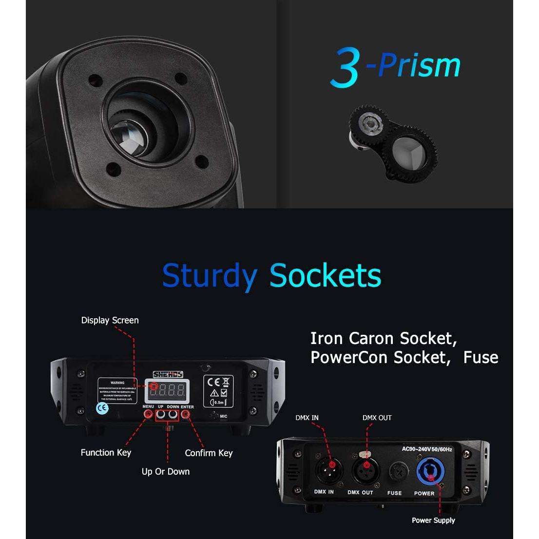 Luz de Cabeza Móvil LED 80W SHEHDS con 8 Colores y Gobos
