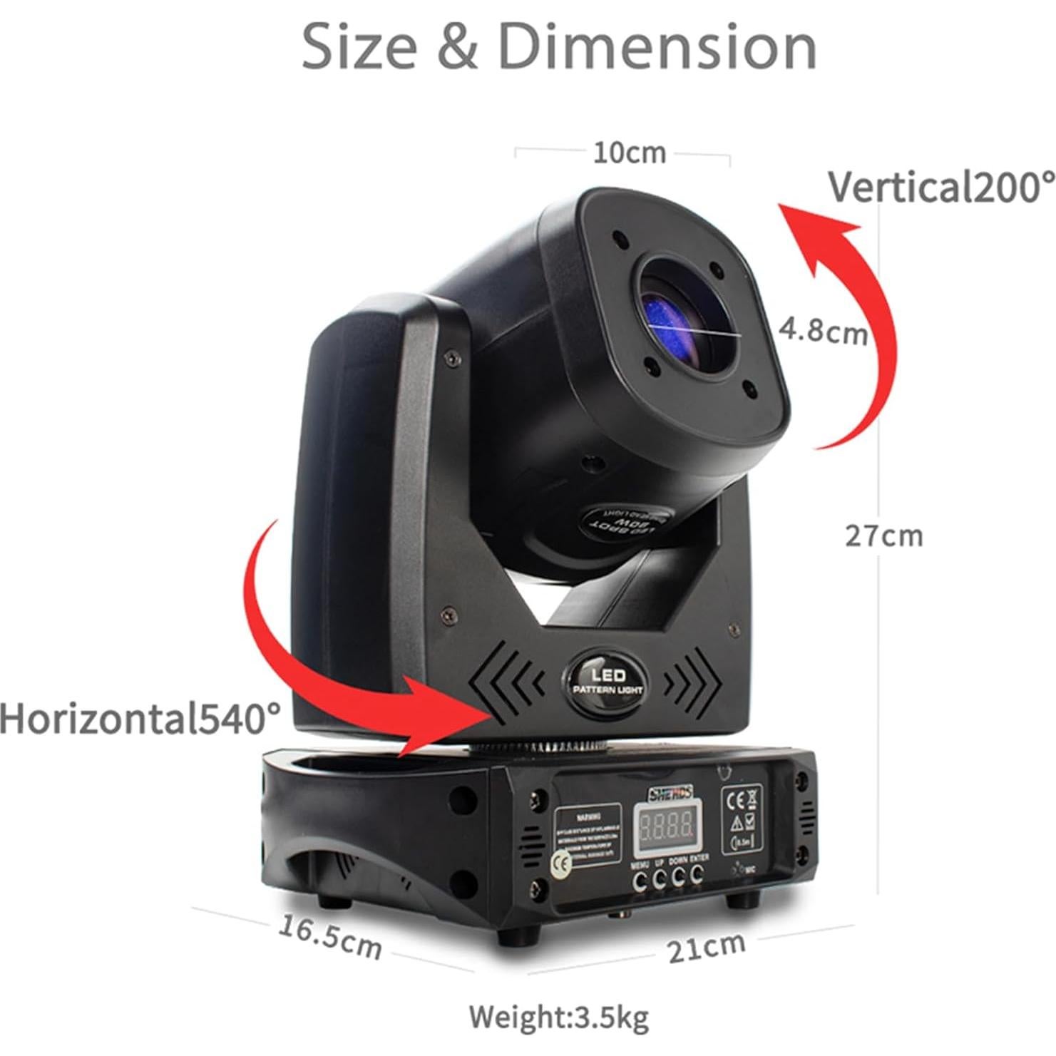 Luz de Cabeza Móvil LED 80W SHEHDS con 8 Colores y Gobos