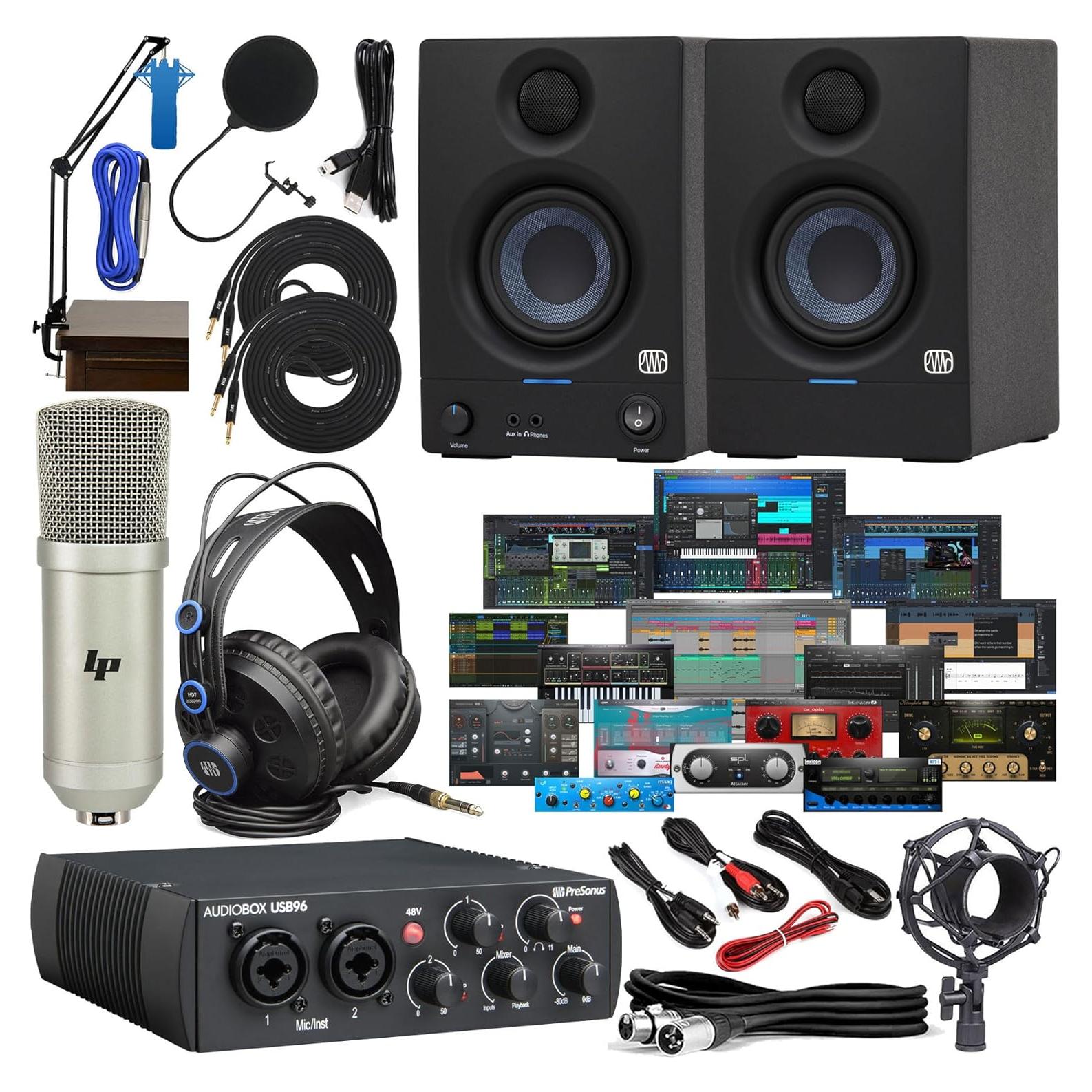 Interfaz de Audio PreSonus AudioBox 96 + Monitores Eris 3.5 + Auriculares HD7