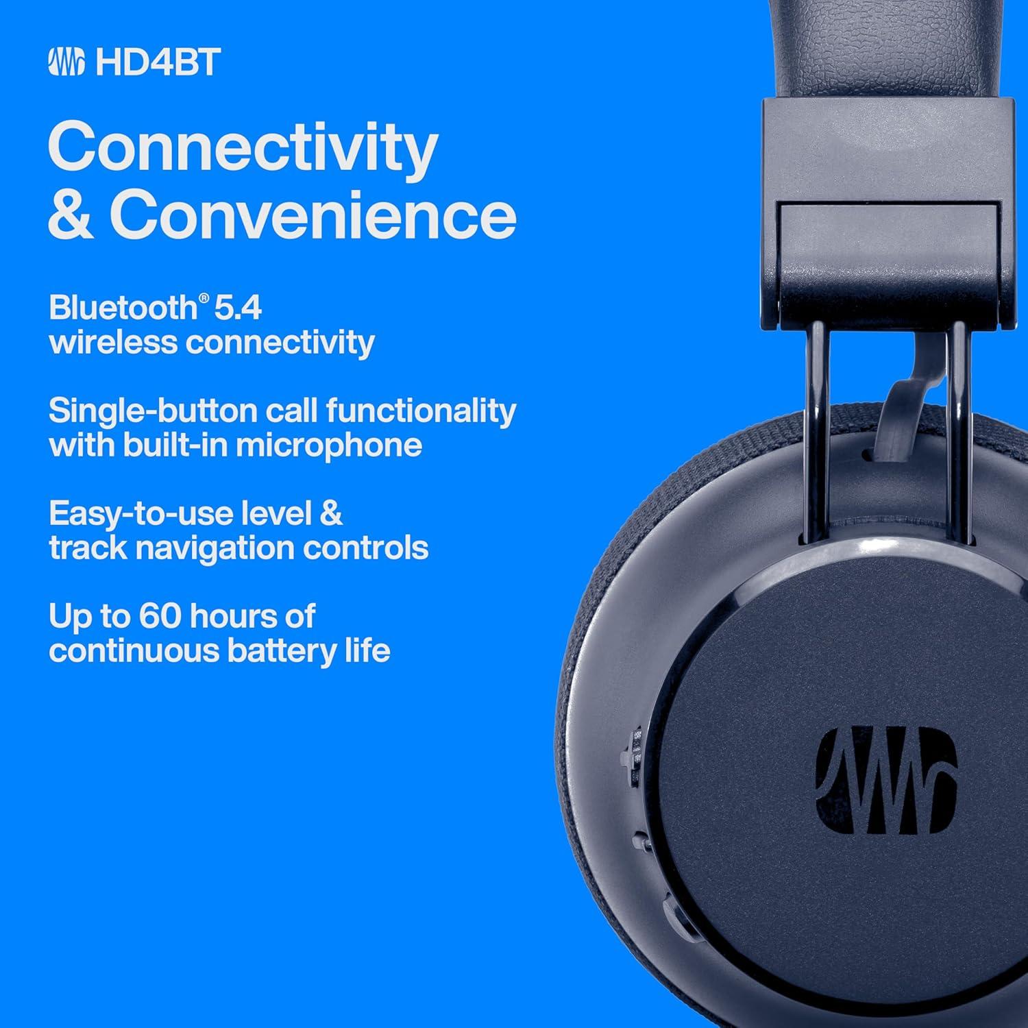 Auriculares In-Ear Inalámbricos PreSonus HD4BT Azul - Bluetooth, ANC, 60h Batería