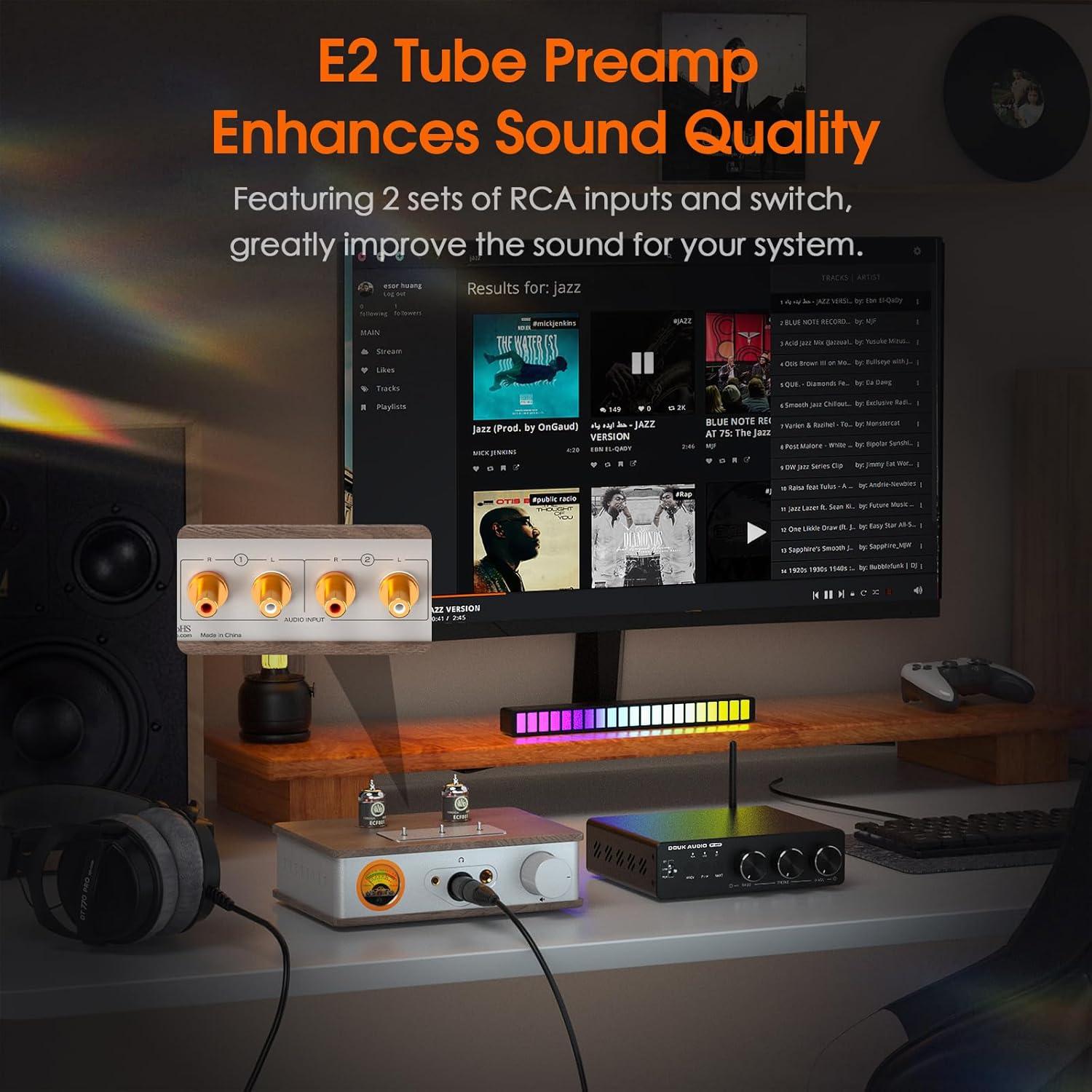 Amplificador de Auriculares Douk Audio E2 con Tubos Valvo