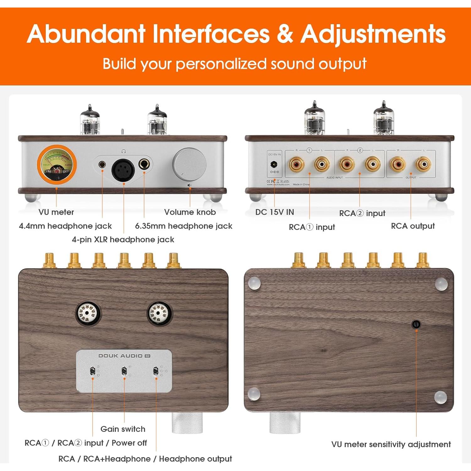 Amplificador de Auriculares Douk Audio E2 con Tubos Valvo