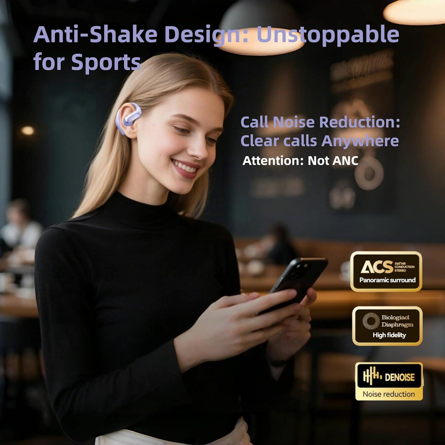 Auriculares Bluetooth Otinsile M118 Inalámbricos 60H IPX5 Púrpura