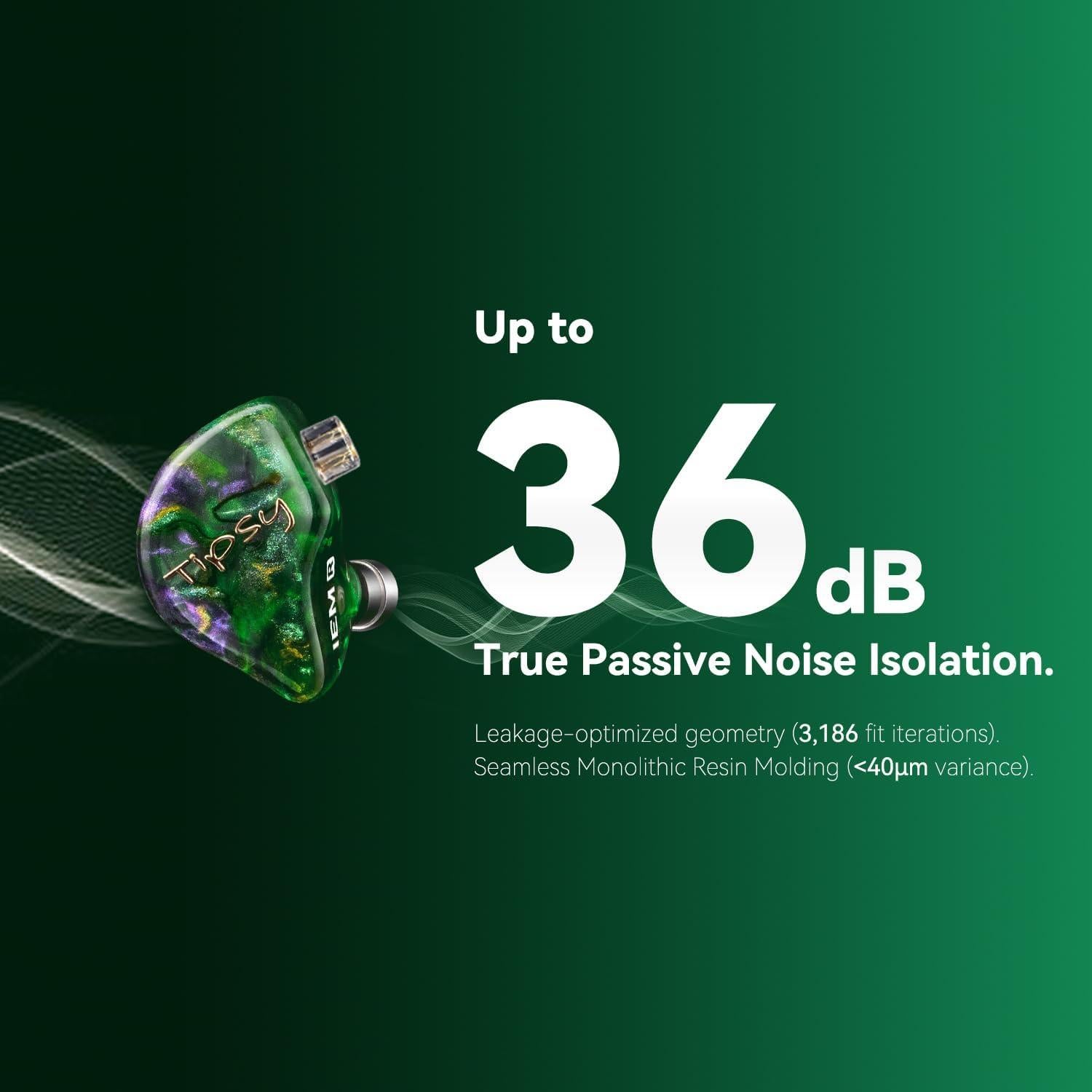 IEM Profesional Tipsy M3 Verde 2BA + 1DD, 36dB PNC