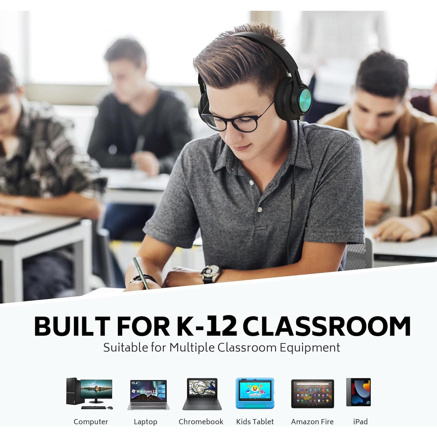 Auriculares AILIHEN A8 para Aula - Pack de 12 Coloridos con Micrófono