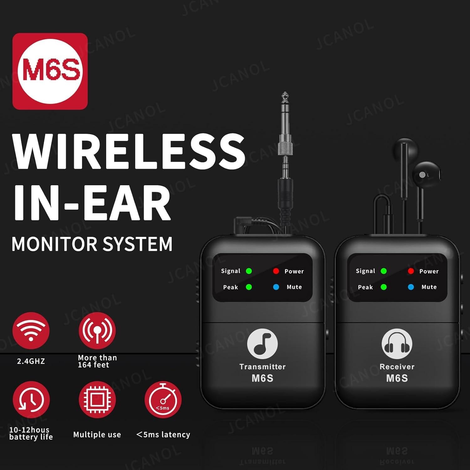 Sistema de Monitoreo In Ear Inalámbrico M6S 2.4GHz 50m