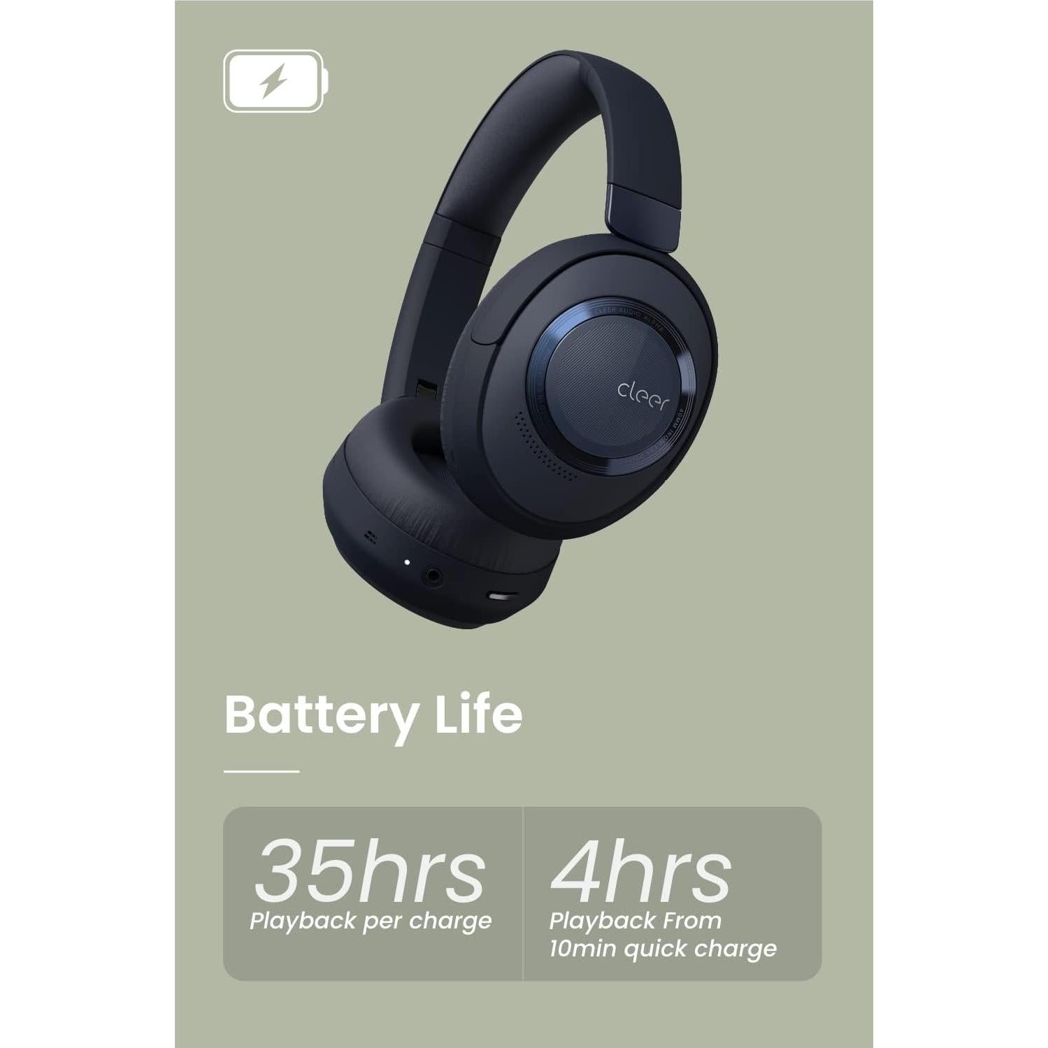 Auriculares Bluetooth Cleer Alpha ANC, 35h, Cancelación de Ruido