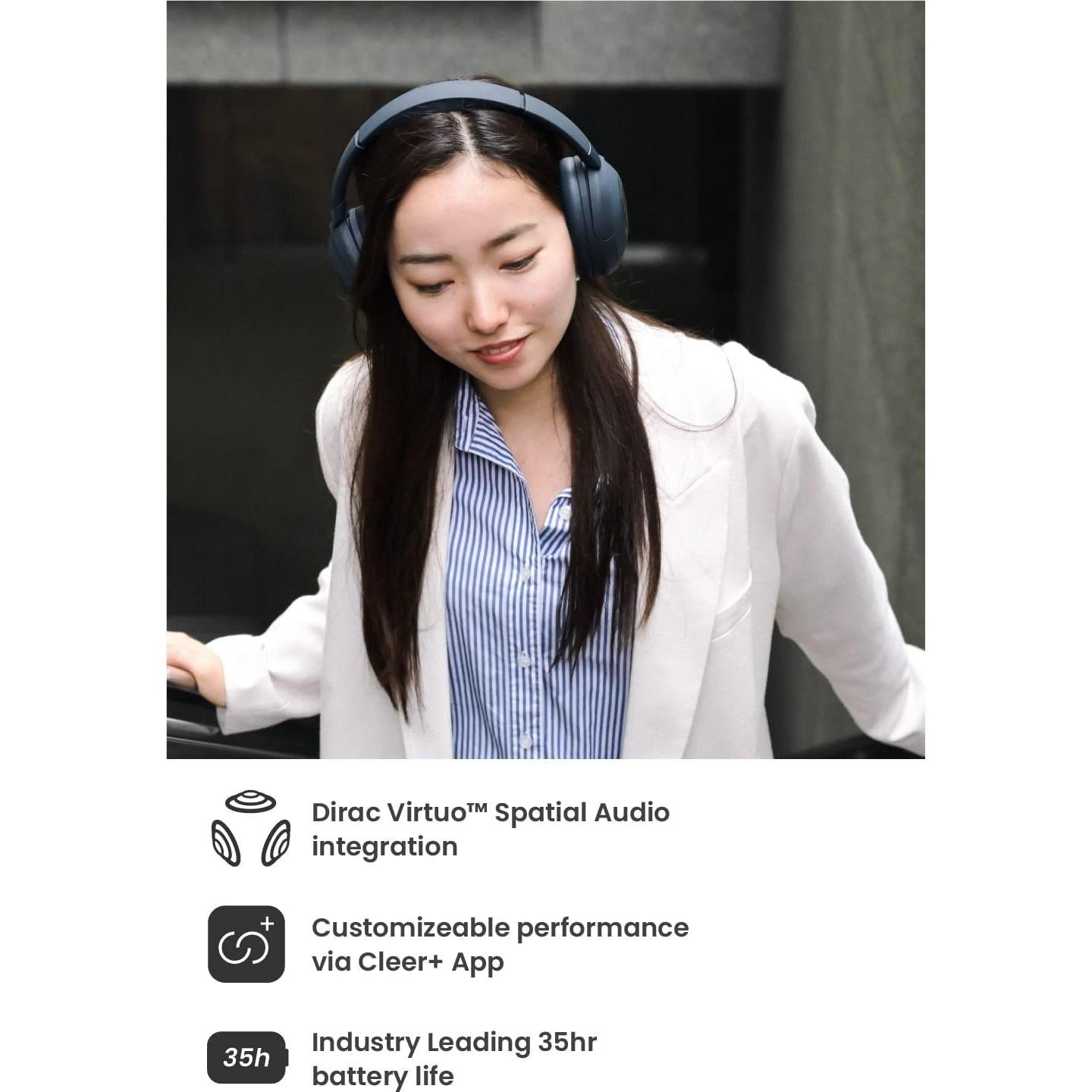 Auriculares Bluetooth Cleer Alpha ANC, 35h, Cancelación de Ruido