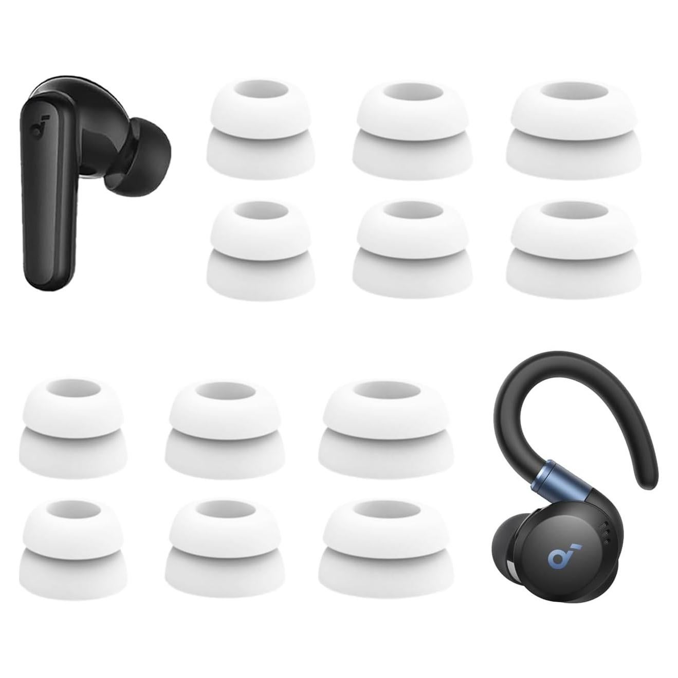 Puntas de Flange Doble A-Focus para Soundcore P40i P30i P20i - Silicona Suave, 6 Pares