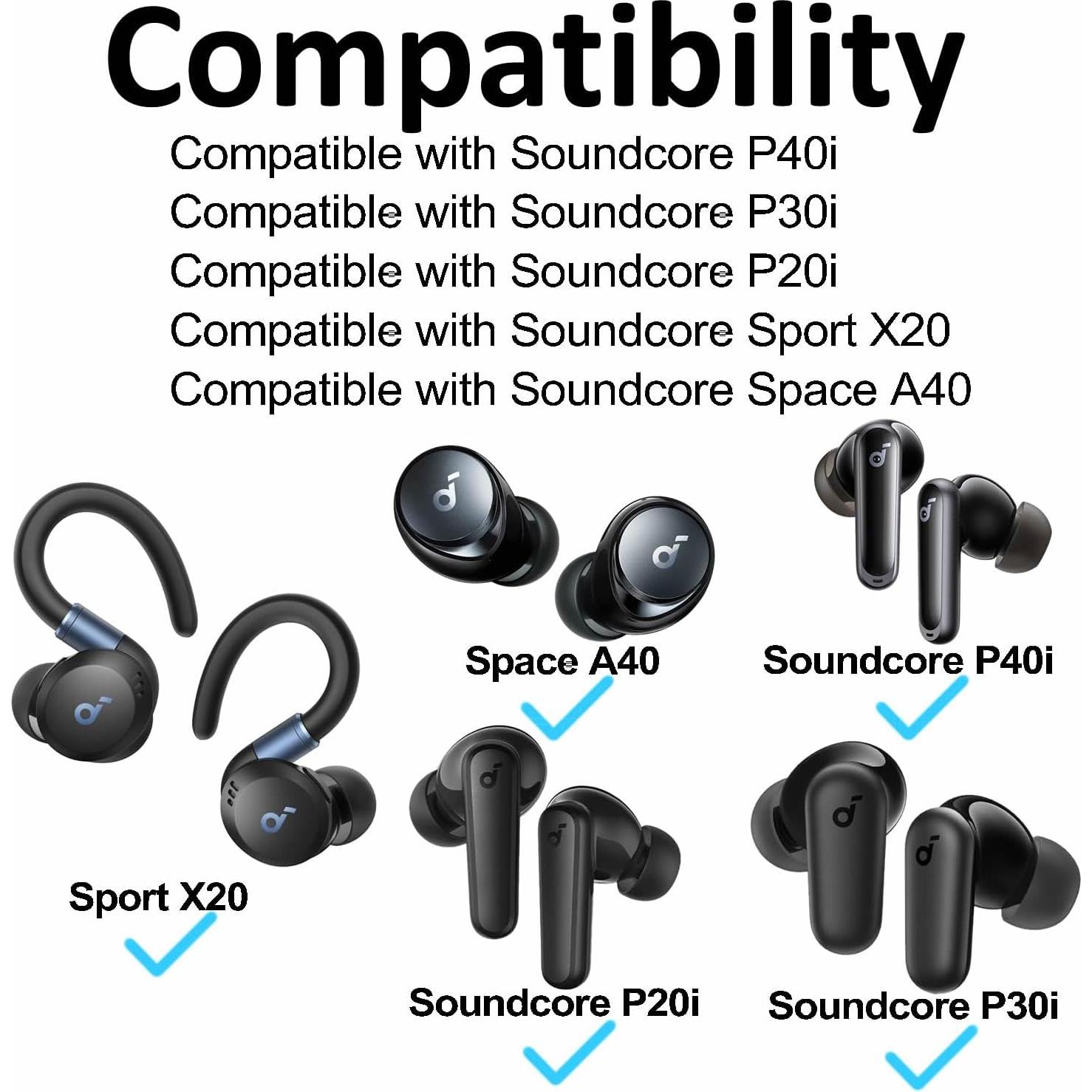 Puntas de Flange Doble A-Focus para Soundcore P40i P30i P20i - Silicona Suave, 6 Pares
