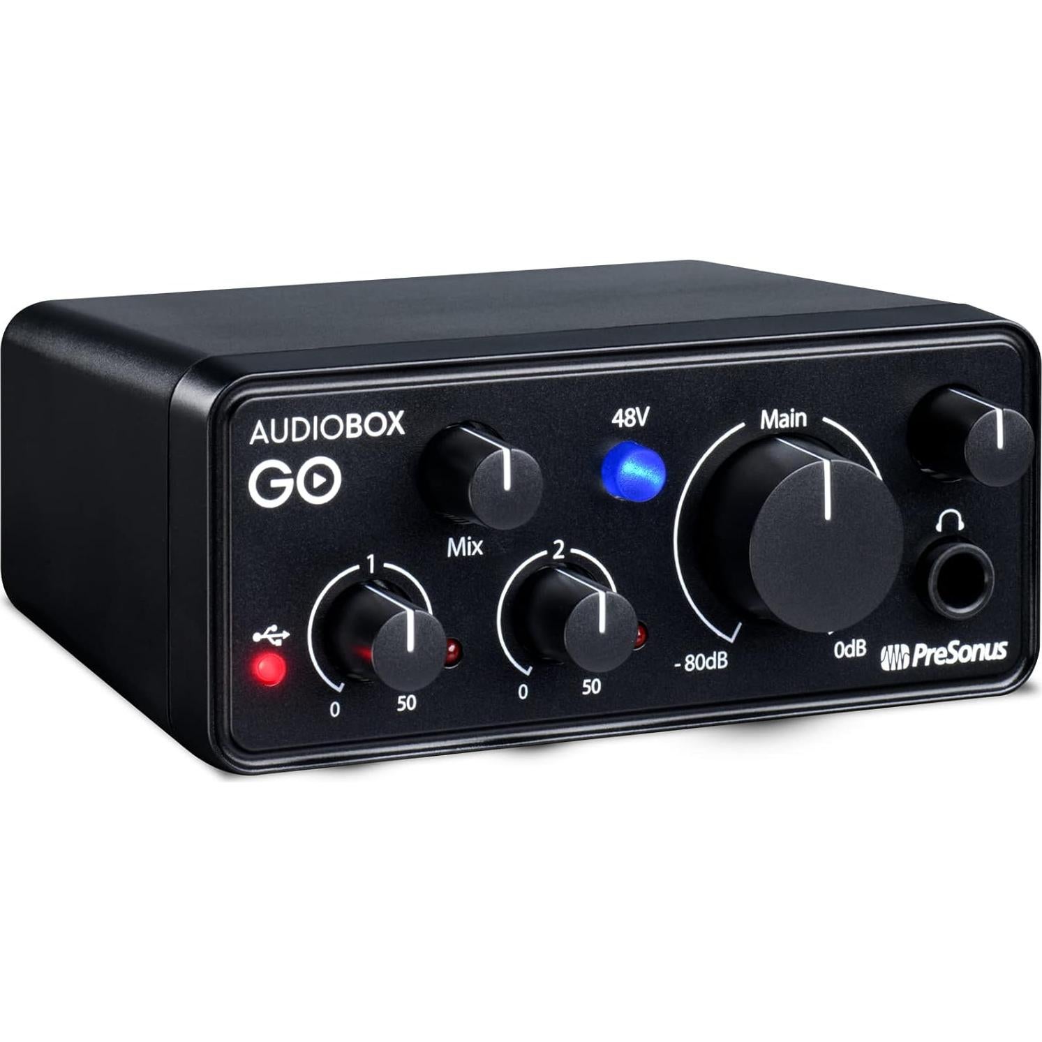 Paquete de Grabación PreSonus AudioBox GO USB-C con Micrófono y Auriculares