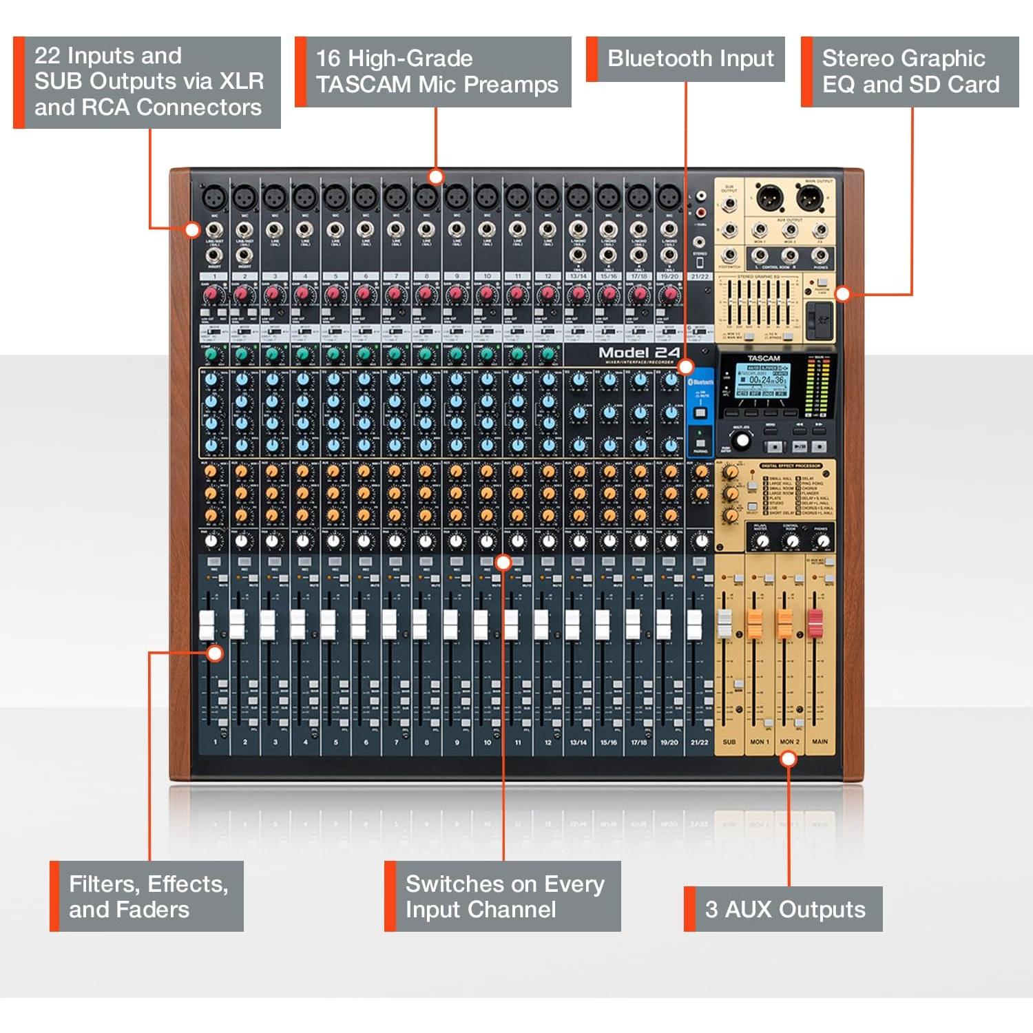 Grabador Multi-Pista TASCAM Modelo 24 + Funda y Auriculares