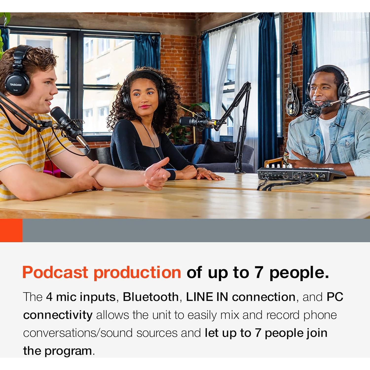 Mezclador de Podcast Tascam Mixcast 4 con 4 Entradas XLR/TRS