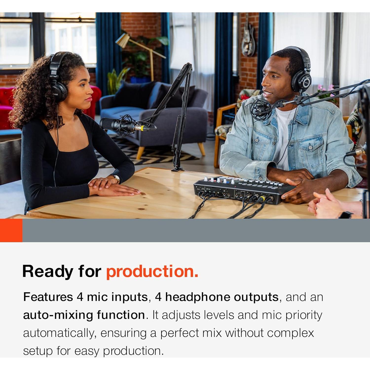 Mezclador de Podcast Tascam Mixcast 4 con 4 Entradas XLR/TRS