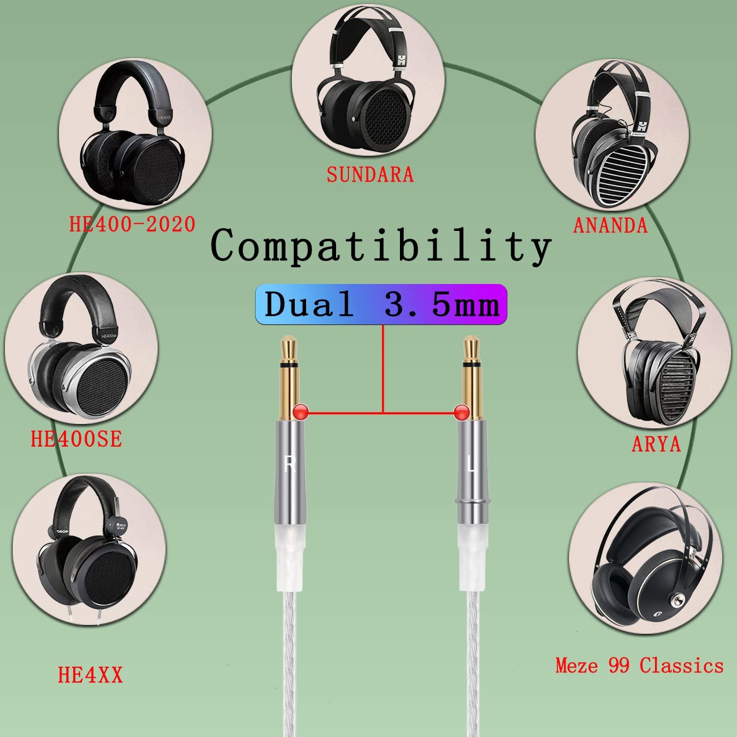 Cable de audio trenzado FAAEAL 1.5m 3.5mm para Hifiman y Denon