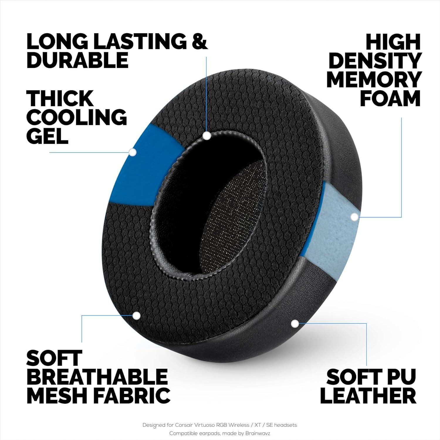 Almohadillas Híbridas Brainwavz para Corsair Virtuoso - Gel Refrigerante
