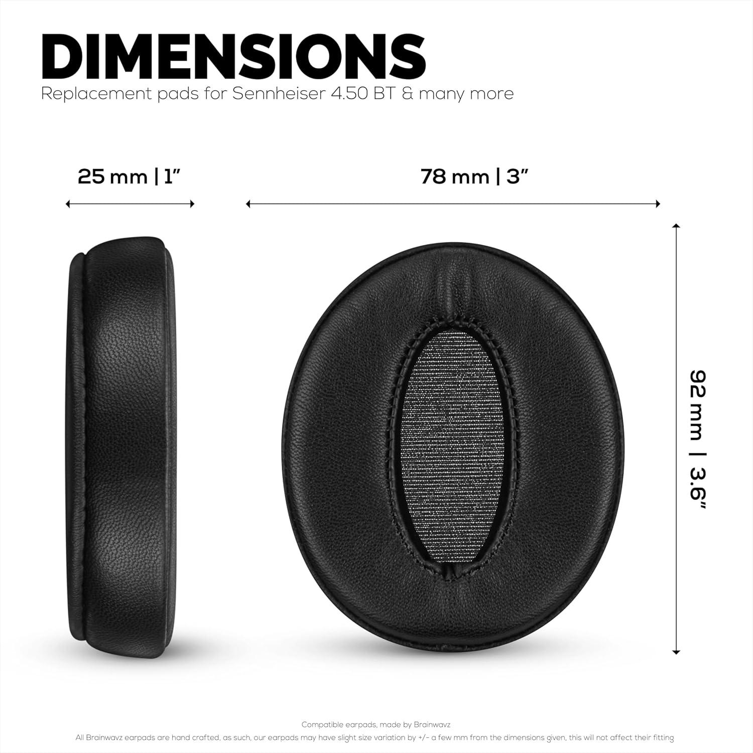 Almohadillas de Reemplazo Brainwavz para Sennheiser HD 4.50BT - Cuero Real y Espuma de Memoria