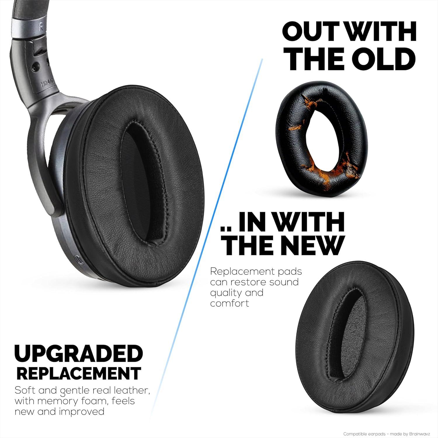 Almohadillas de Reemplazo Brainwavz para Sennheiser HD 4.50BT - Cuero Real y Espuma de Memoria