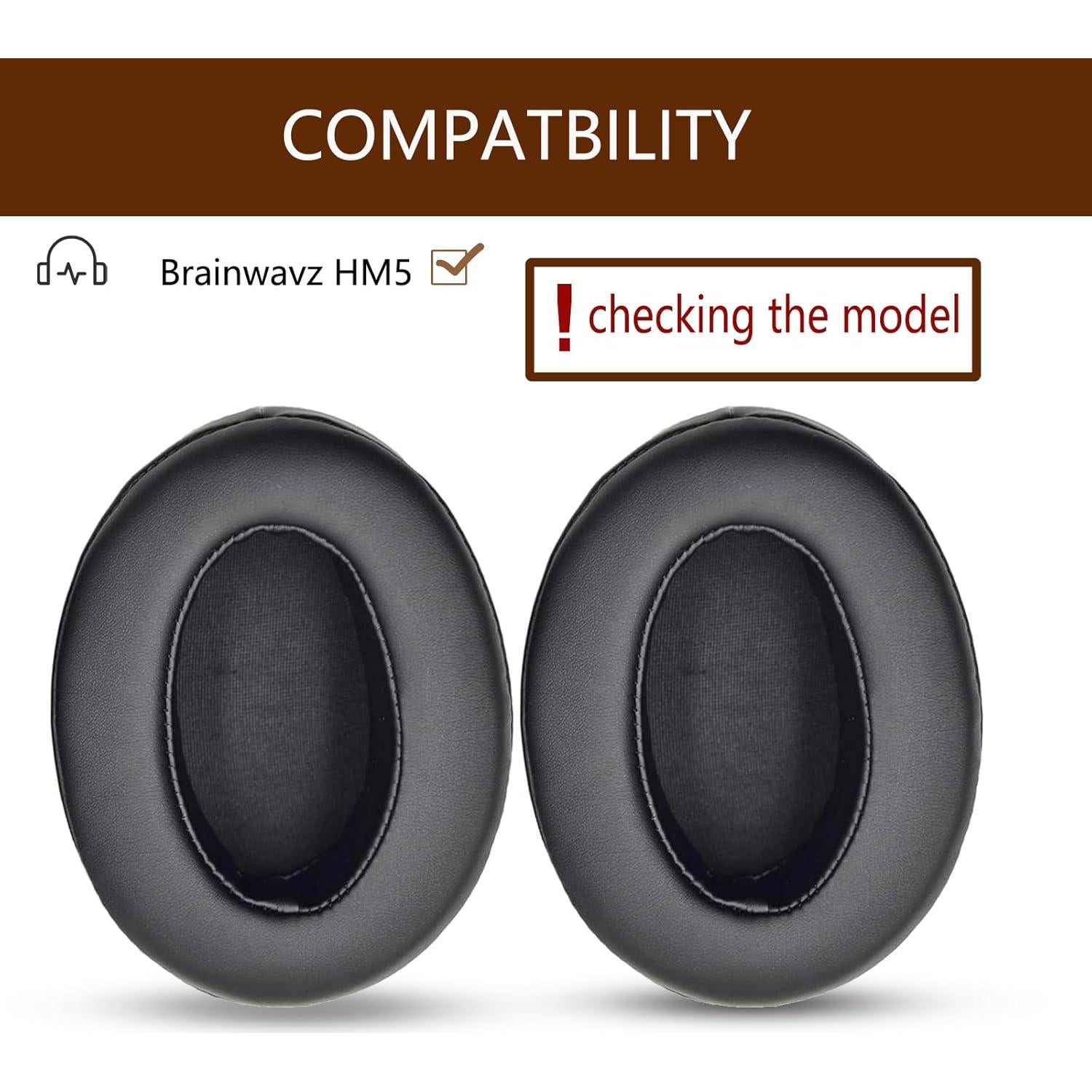 Almohadillas de Repuesto ACCIUK para Auriculares Brainwavz HM5 - Cuero Suave y Espuma de Memoria