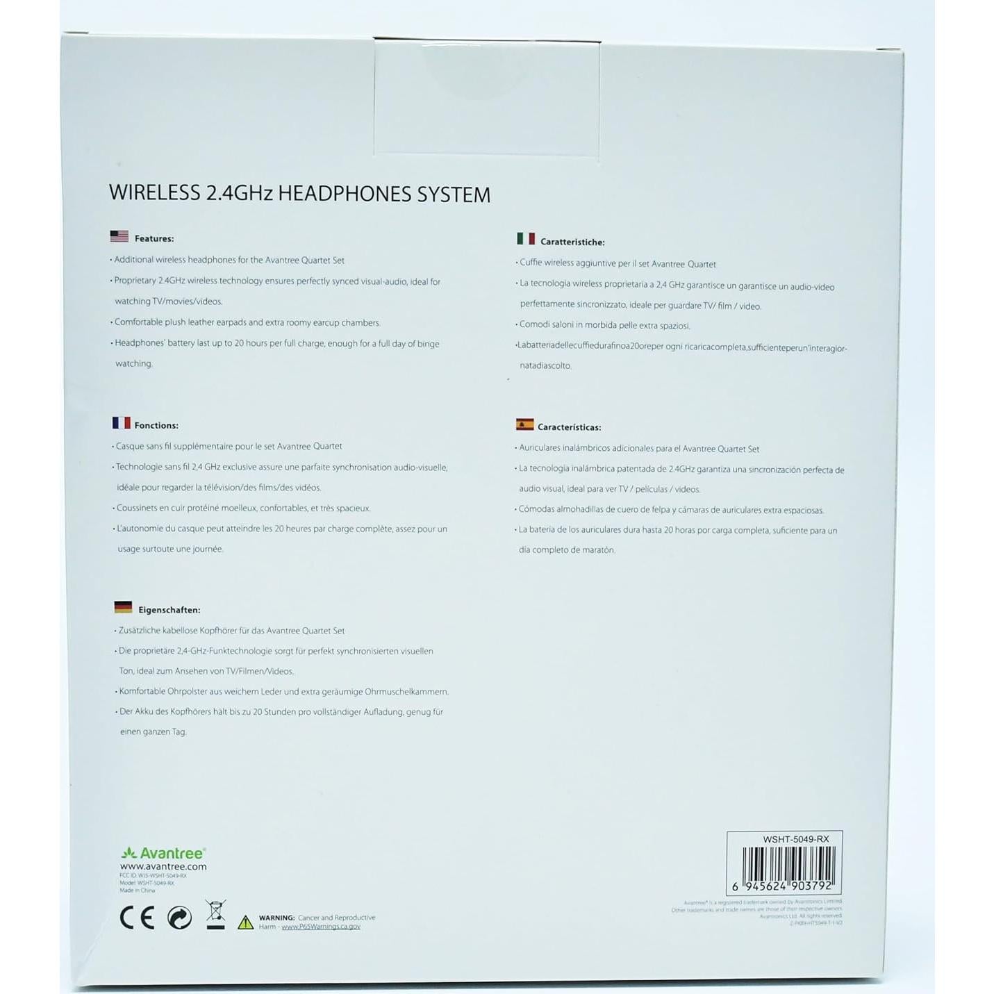 Auriculares Inalámbricos Avantree Quartet-Extra 2.4G