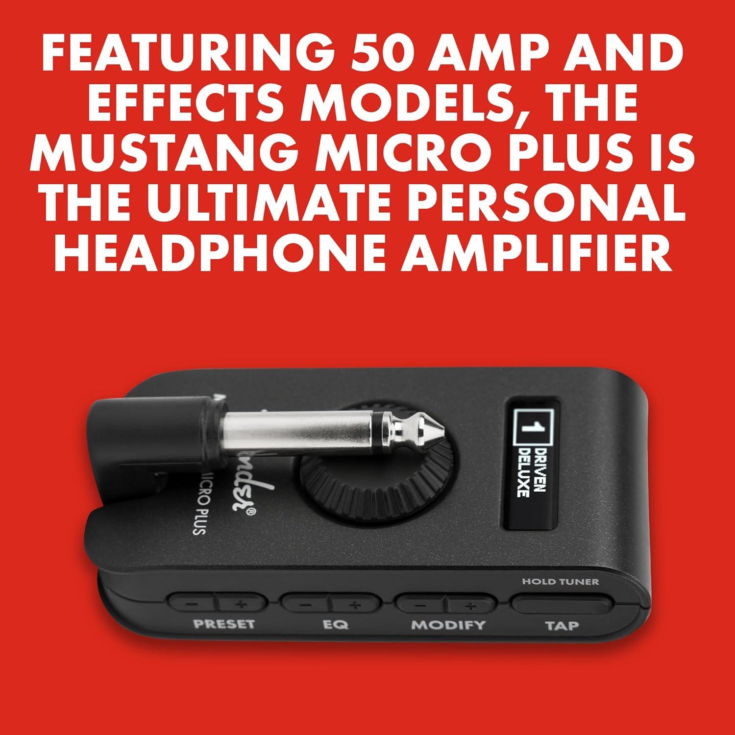 Amplificador de auriculares Fender Mustang Micro Plus - Bluetooth, 50 efectos