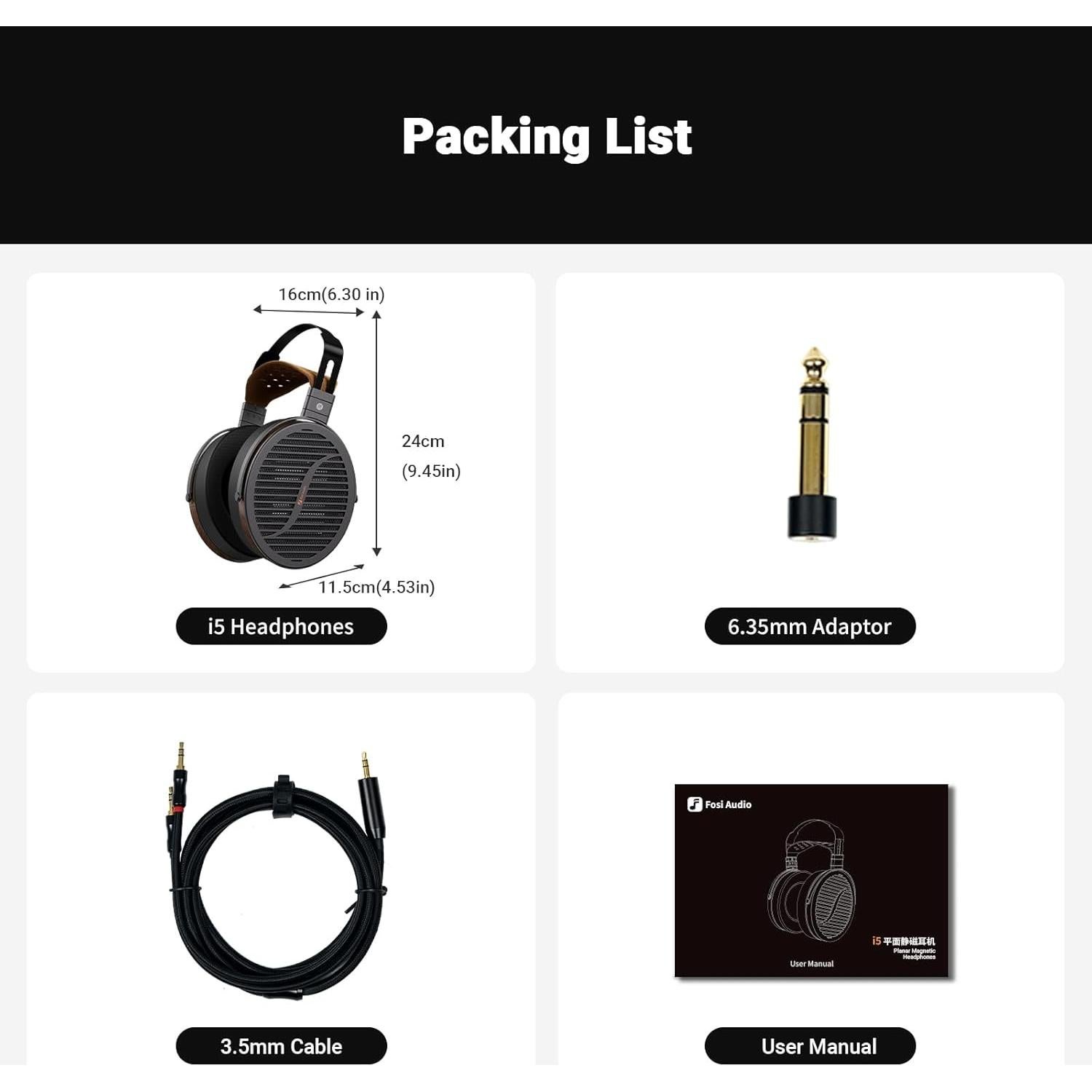 Auriculares Fosi Audio i5 Magnéticos Planos Abiertos 97mm