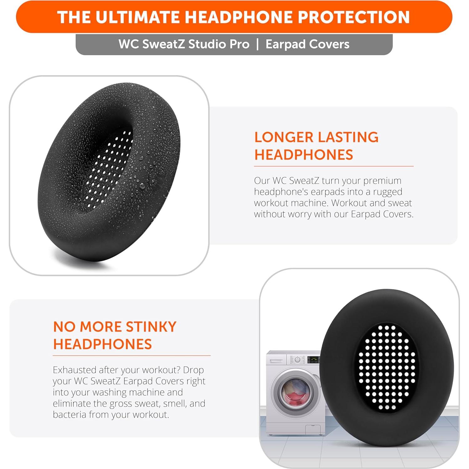 Cubiertas de silicona para auriculares Beats Studio Pro - Wicked Cushions - A prueba de sudor - Negro