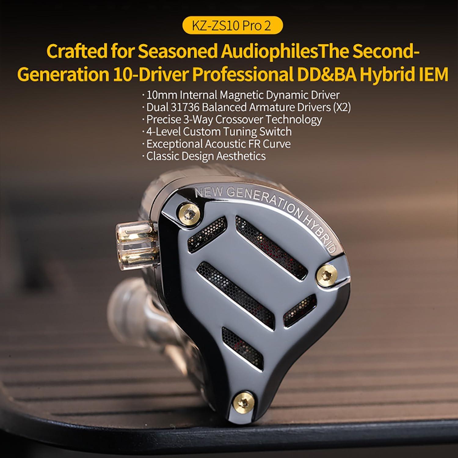 Auriculares In-Ear KZ ZS10 PRO 2 HiFi 1DD+4BA 20-40000Hz